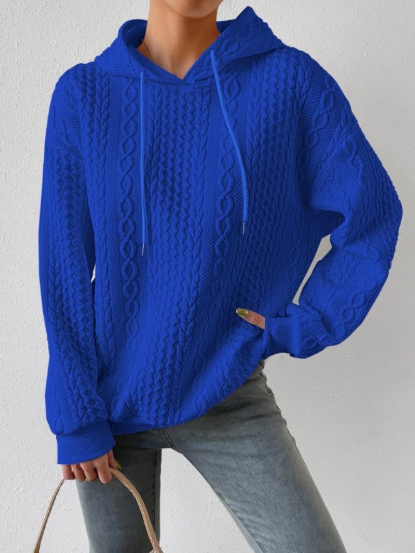 Women's Cable Crew Neck Sweatshirt - Comfortable and Stylish Casual Top