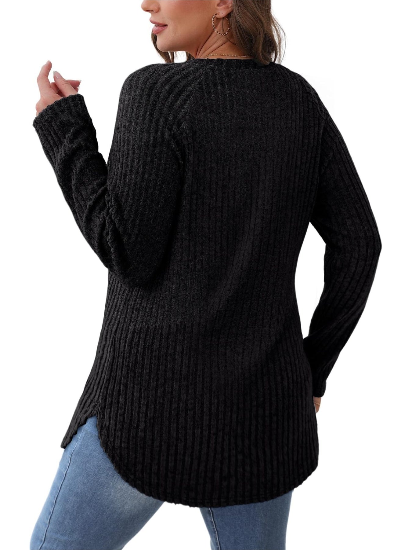 Soft Round Neck Pullover Long Sleeve Sweater