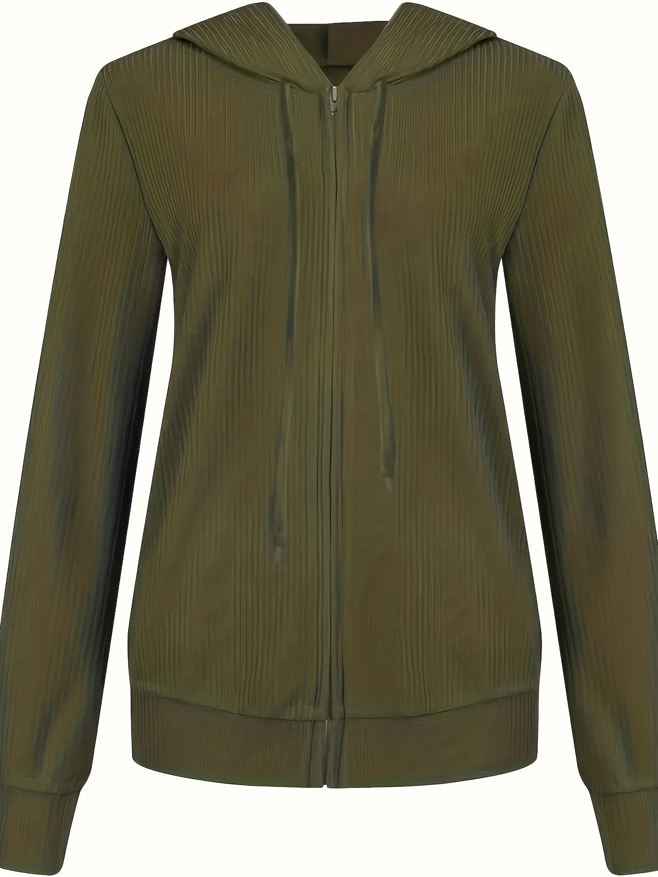 Women's Casual Zip Up Hoodie with Drawstring and Long Sleeves - Stay Warm and Stylish