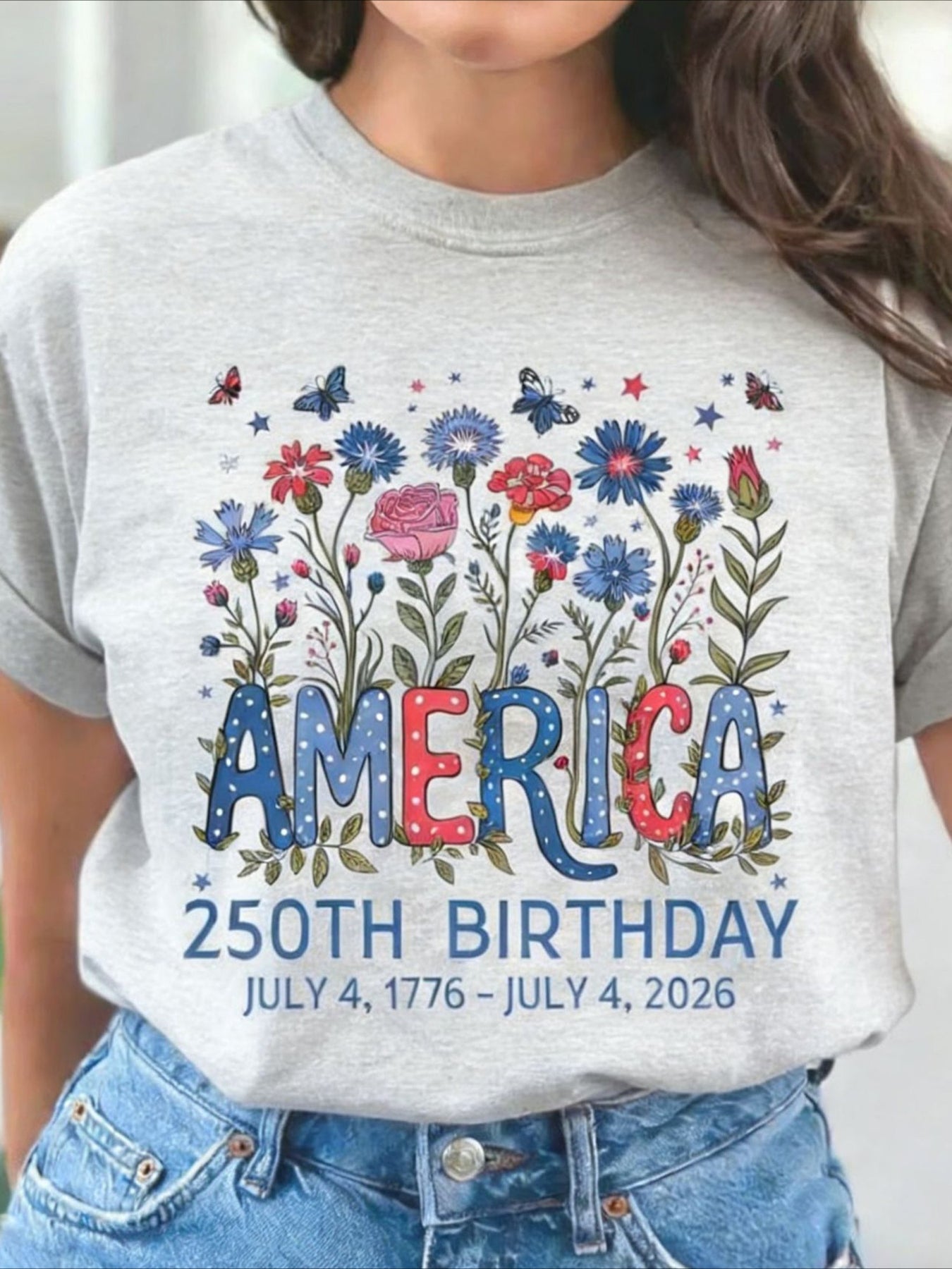 Vintage Floral Crew Neck Short Sleeve T-shirt