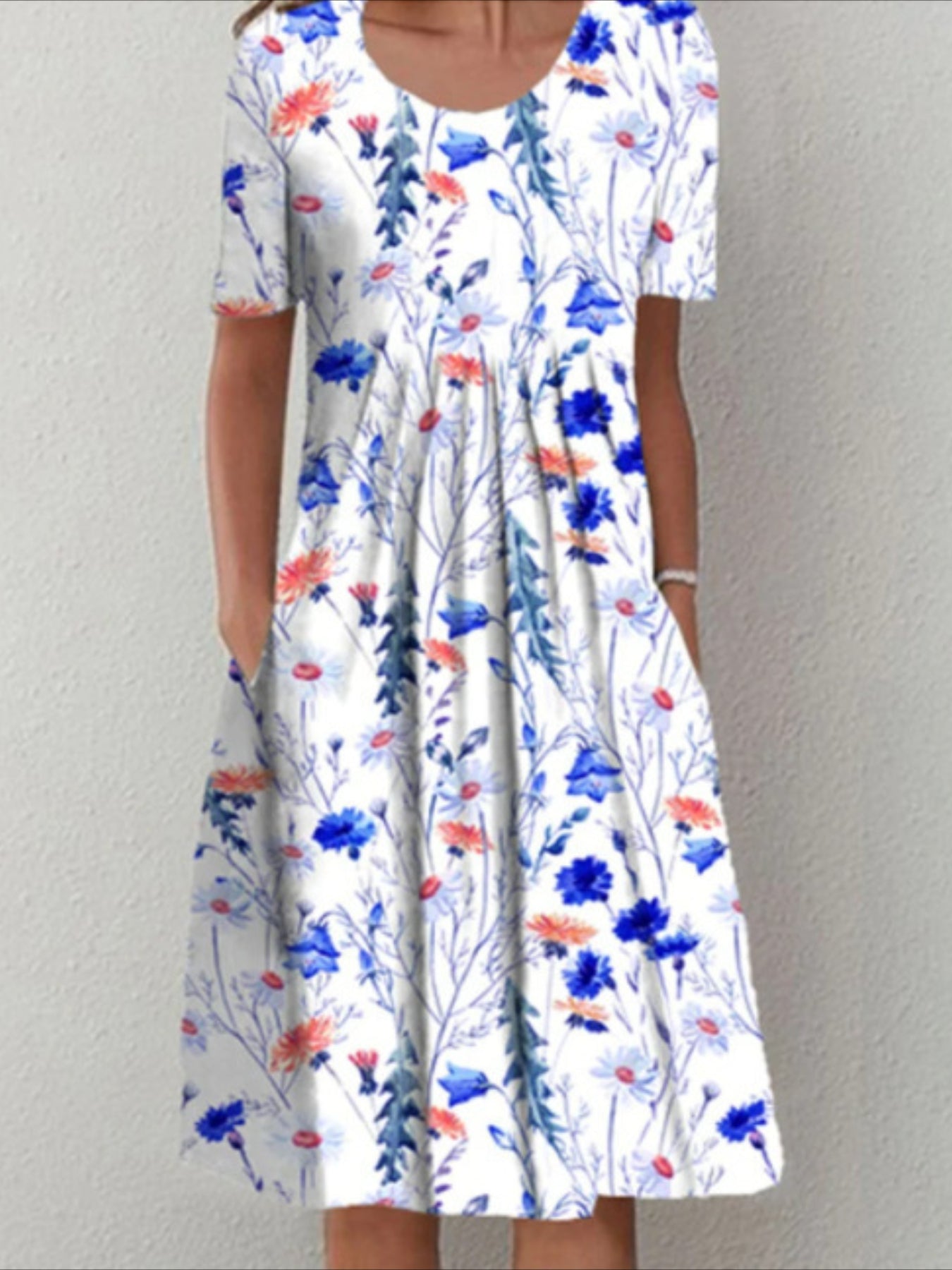 Casual Vacation Commute Floral Print Round Neck Short Sleeve Dress