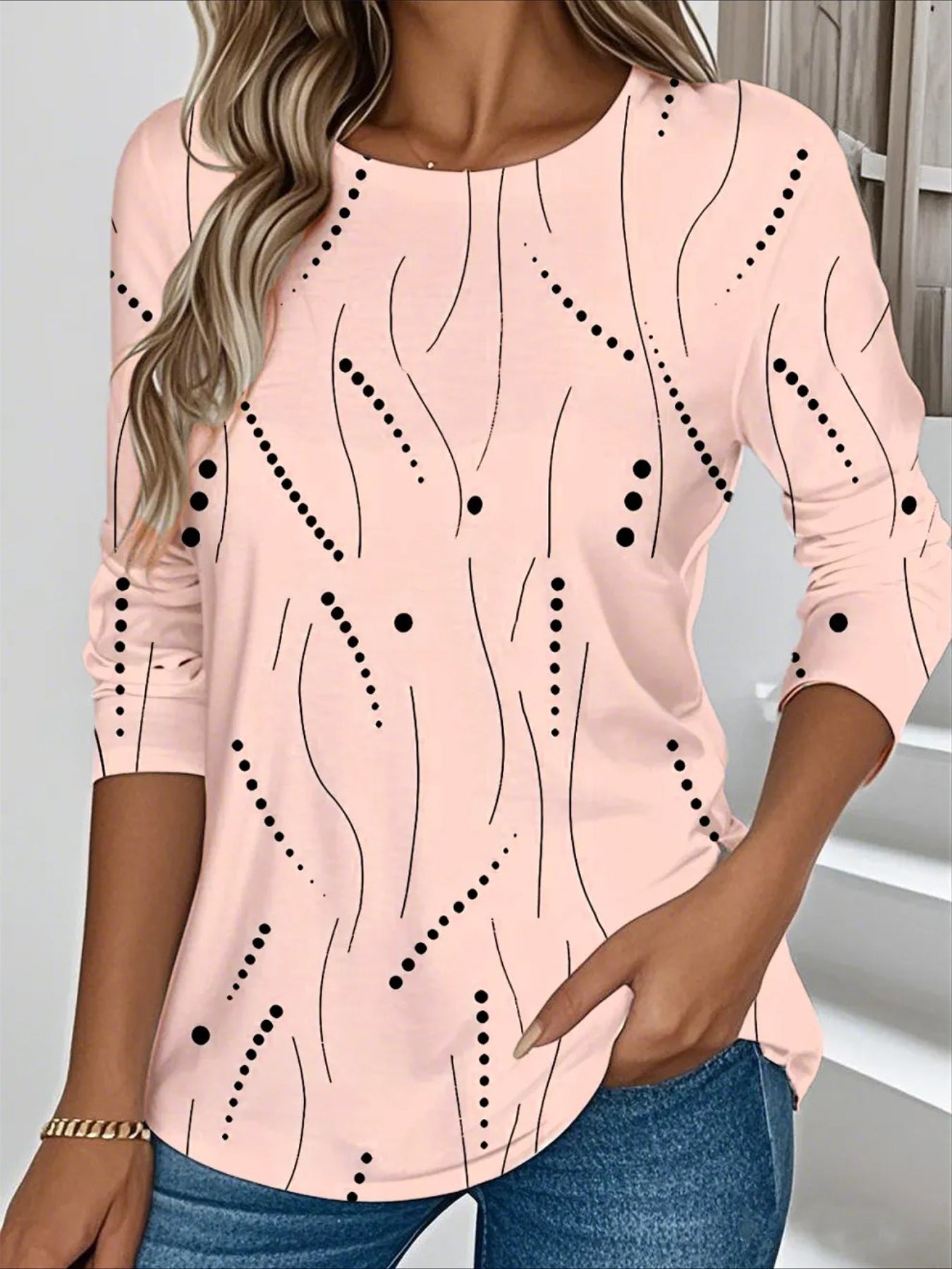 Casual Striped Crew Neck Long Sleeve T-shirt