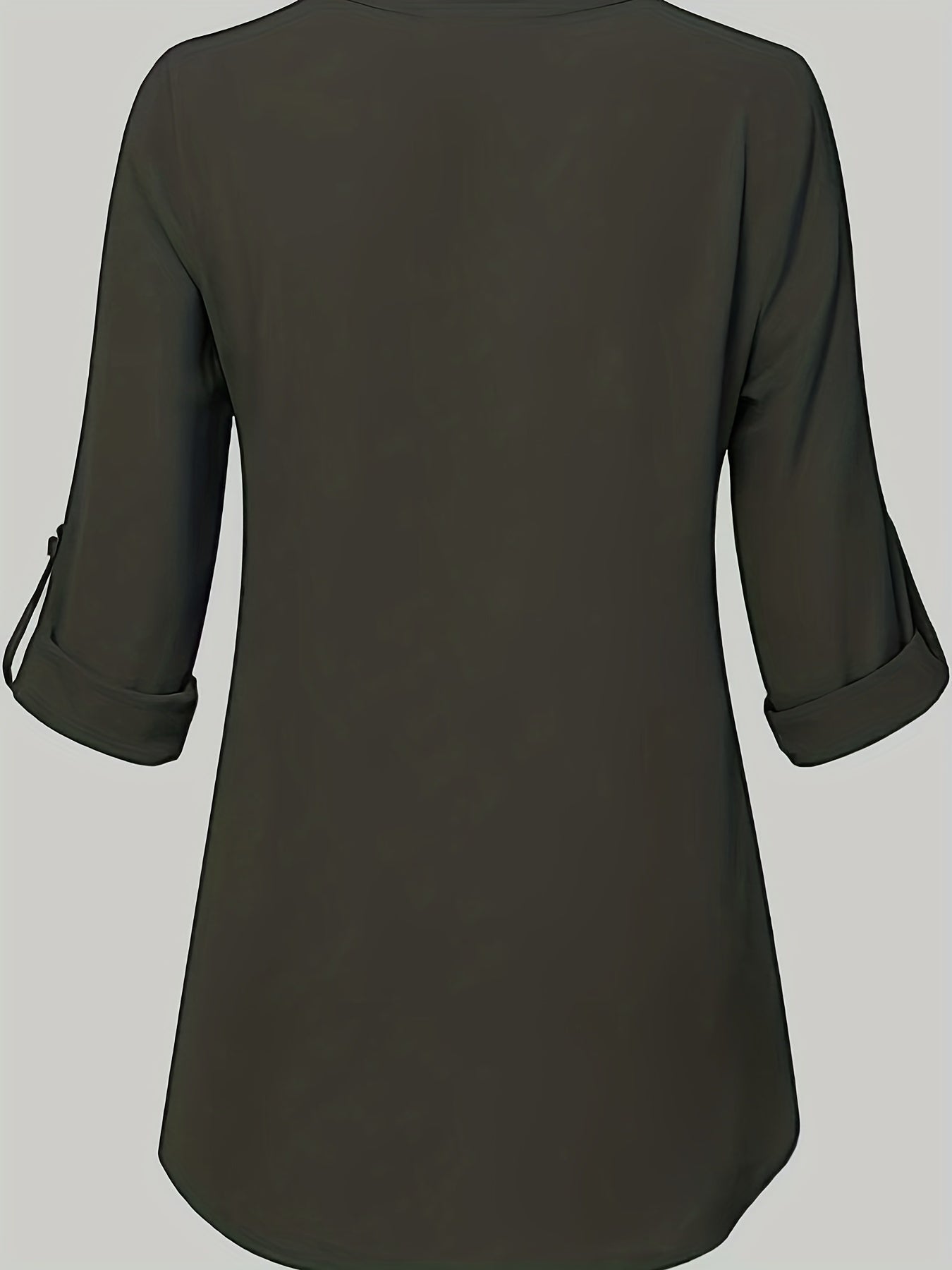 Solid Simple Blouse, Casual V Neck Long Sleeve Blouse