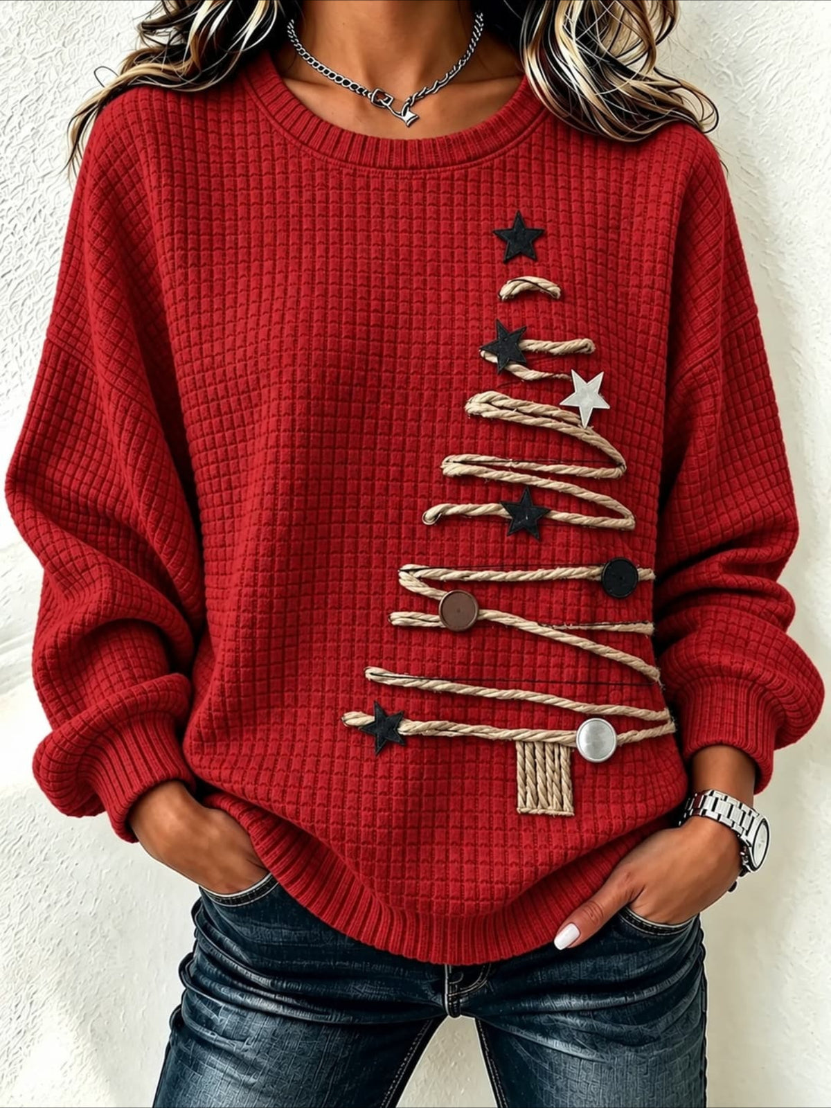 Christmas Tree Casual Crew Neck Regular Fit Sweatshirt