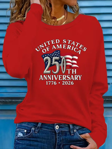 Casual Text Letters Long Sleeve Crew Neck Casual T-shirt