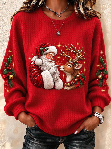 He and His Reindeer Christmas Casual Crew Neck Regular Fit Sweatshirt