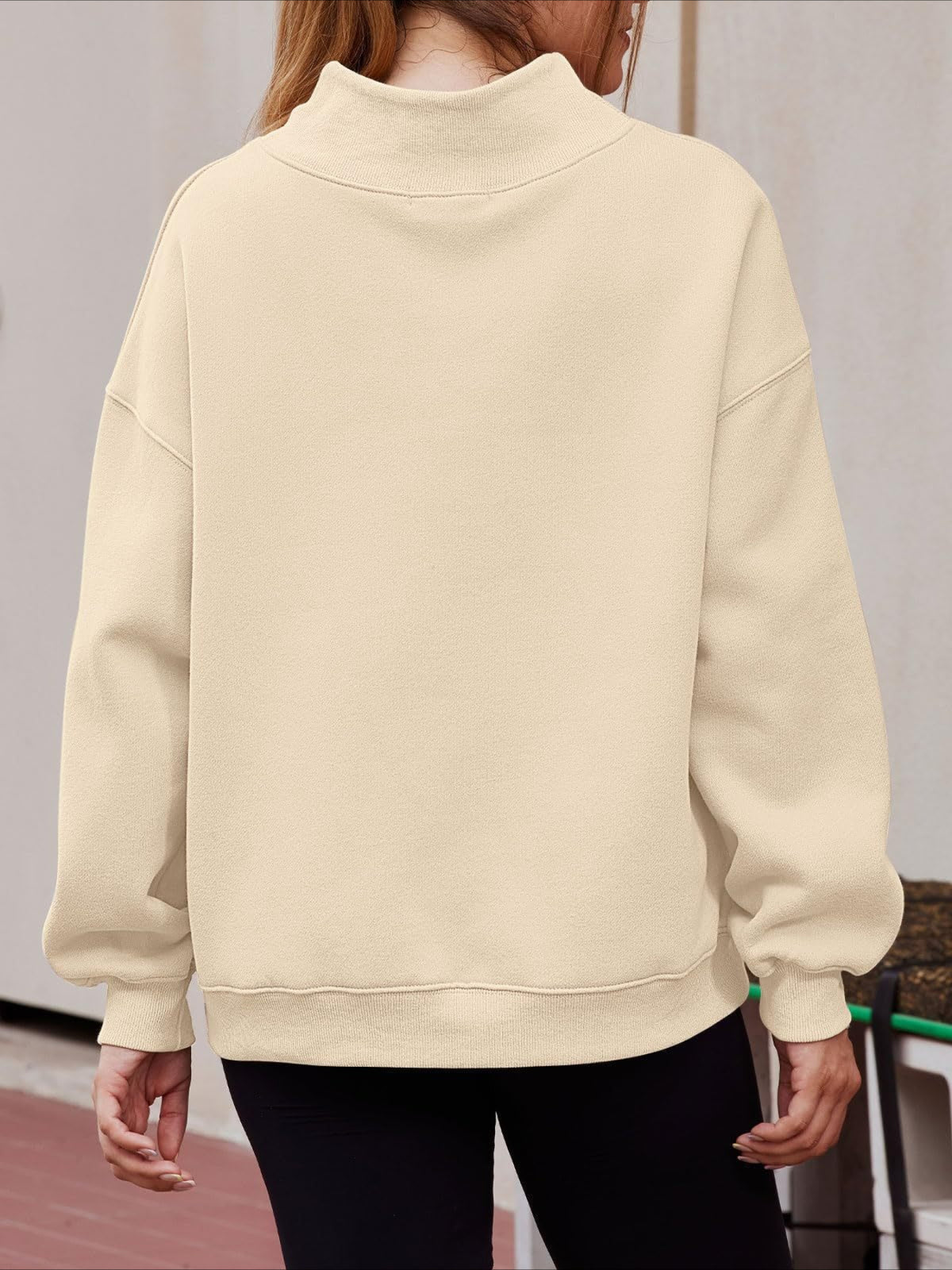 Oversized Mock Neck Drop Shoulder Sweatshirt