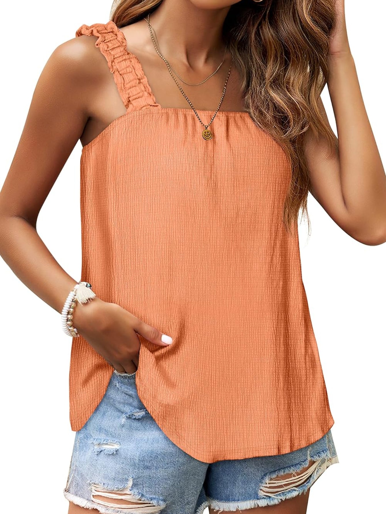 Square Neck Loose Fit Sleeveless Tank Tops