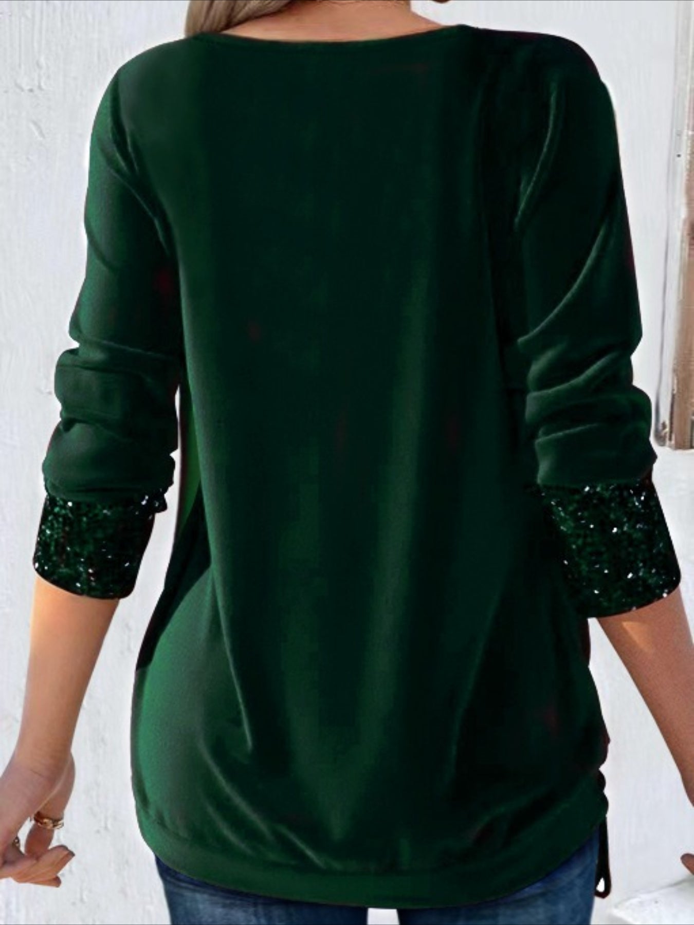 Fake Two-piece Vintage Plain U-Neck Long Sleeve T-shirt