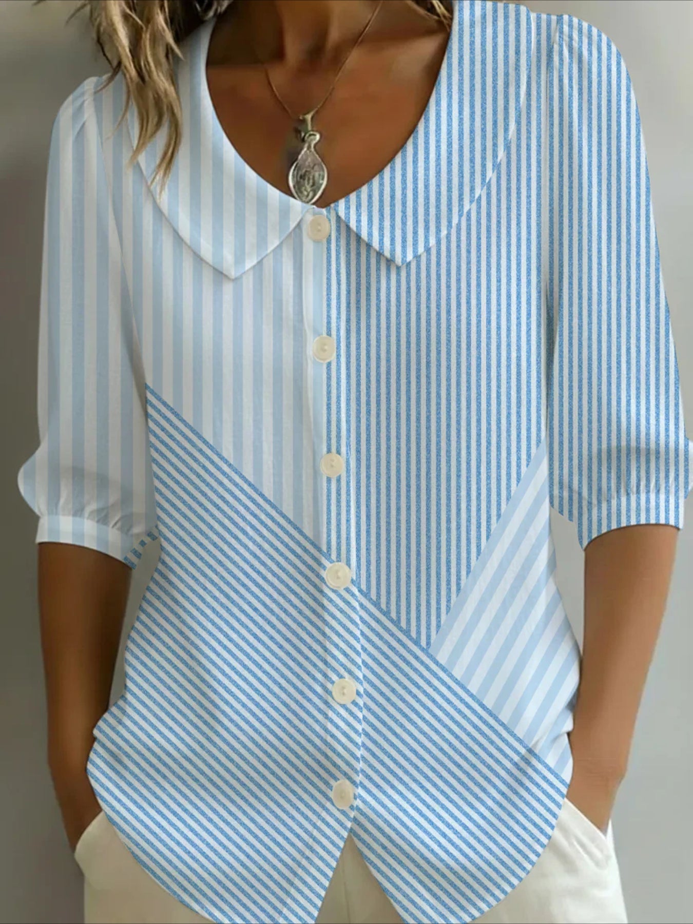 Crew Neck Short Sleeve Patterns Regular Shirt