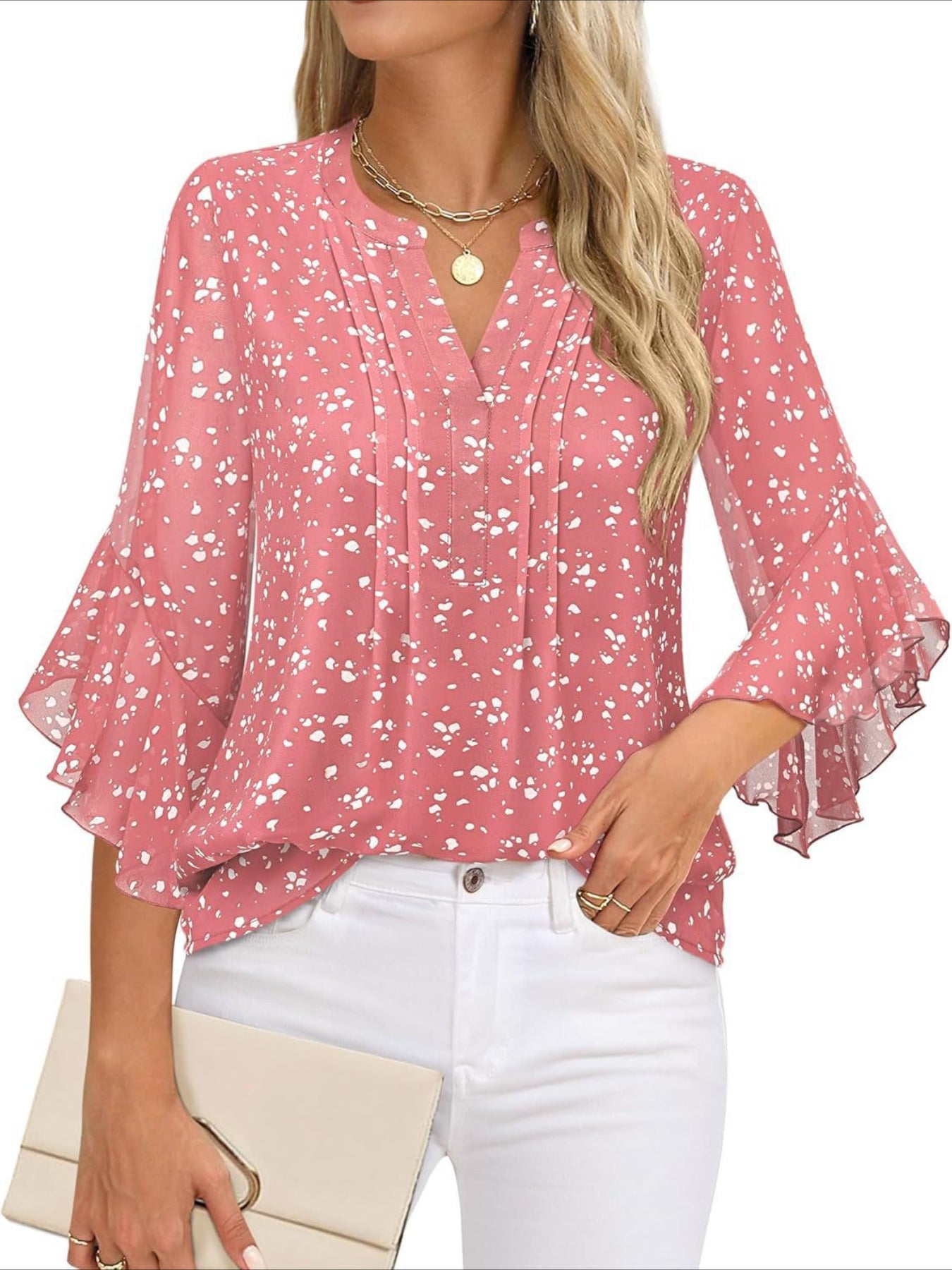 3/4 Sleeve Casual Business Solid Color Chiffon Shirts