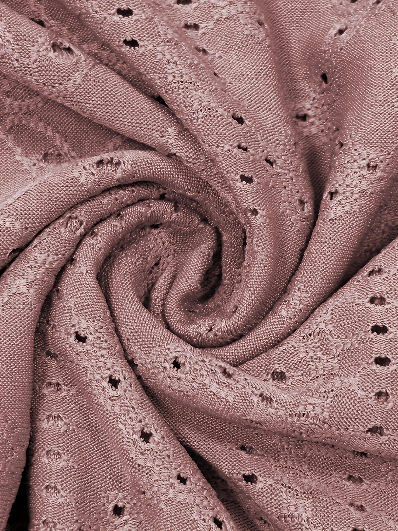 Women's Solid Eyelet Embroidery Ruched Tie Long Sleeve Button Decor V Neck Slight Stretch Top