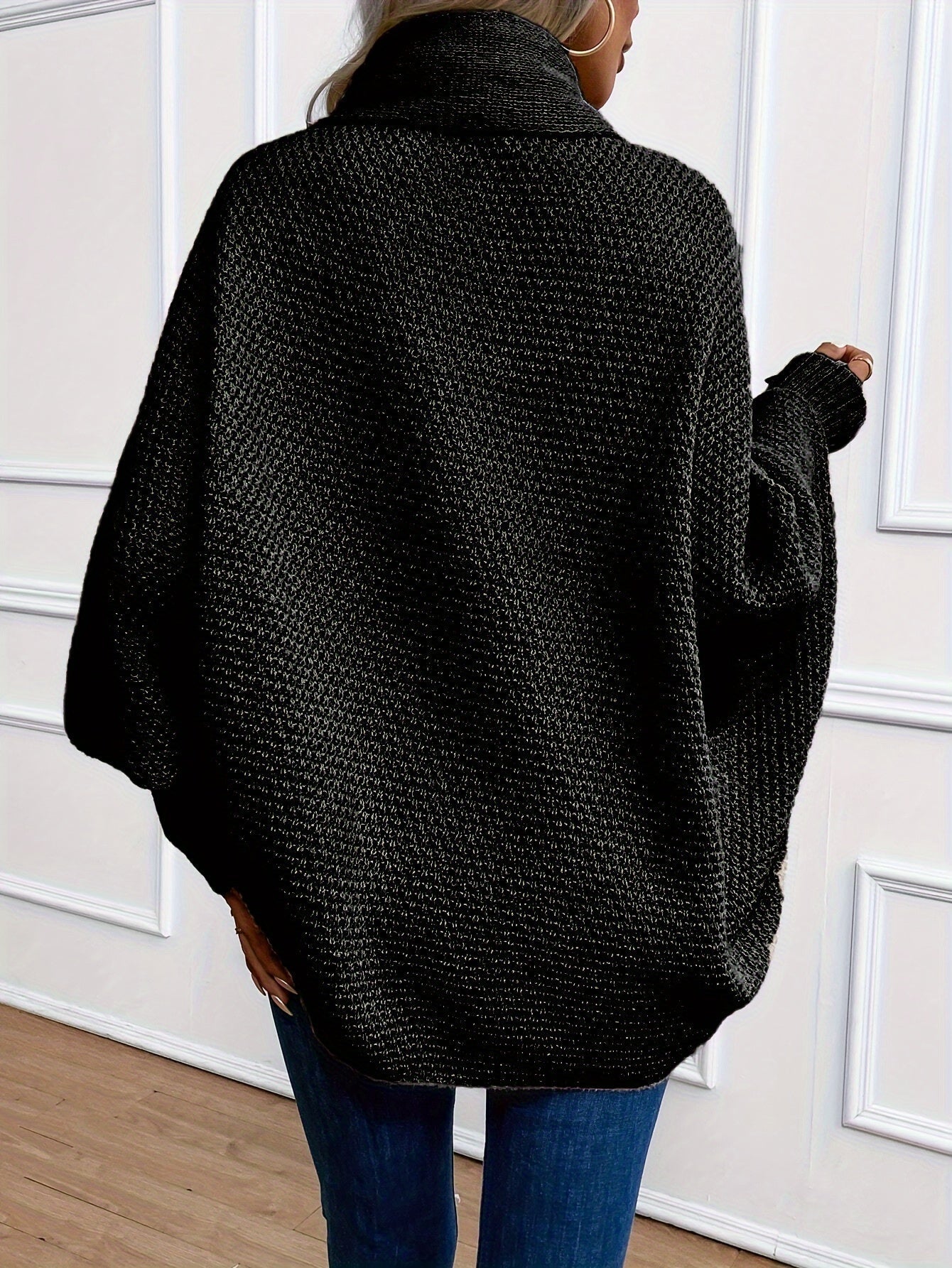 Cozy Solid Color Batwing Sleeve Cardigan - Women's Elegant Knitted Cardigan