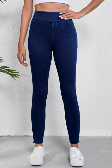 Ashleigh Blue Solid Color High Waist Stretchy Slim Fit Jeggings