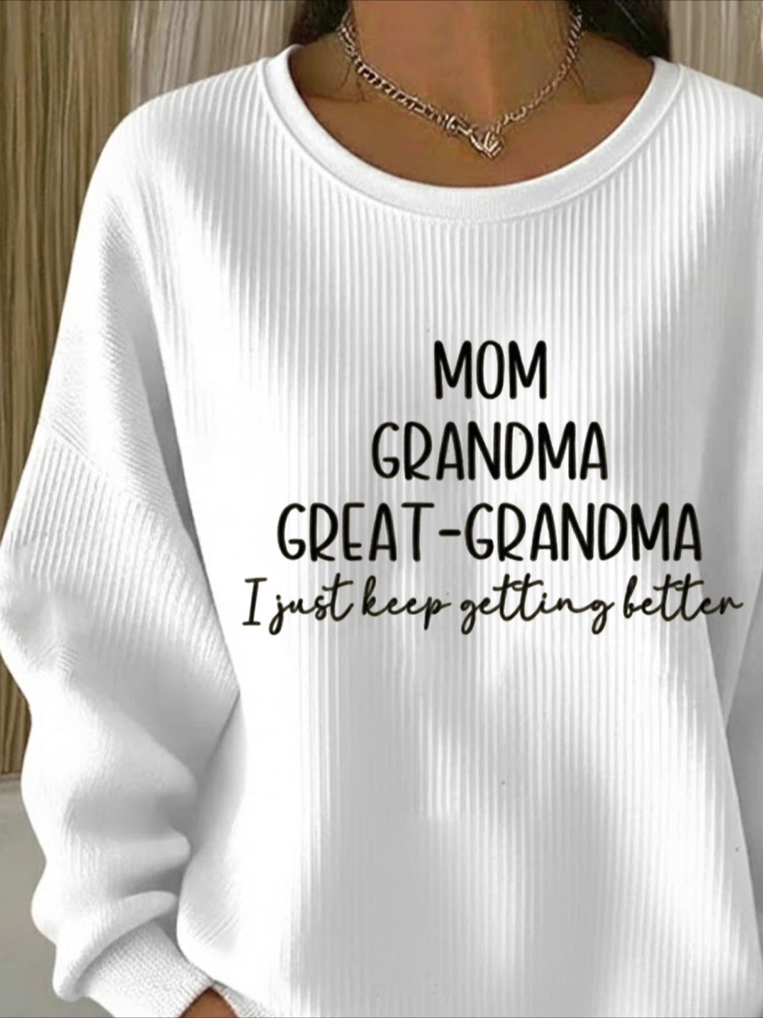 Mom Text Printing Crew Neck Floral Long Sleeve Sweater Hoodie
