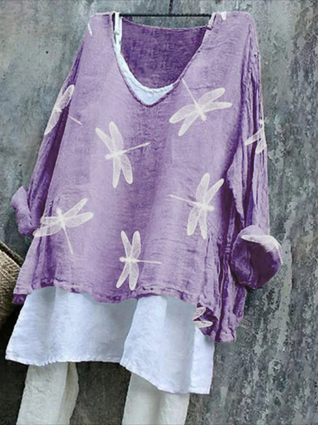 Vintage Animal V Neck Long Sleeve T-shirt