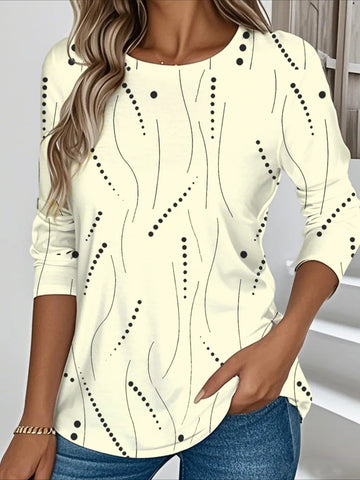 Casual Striped Crew Neck Long Sleeve T-shirt