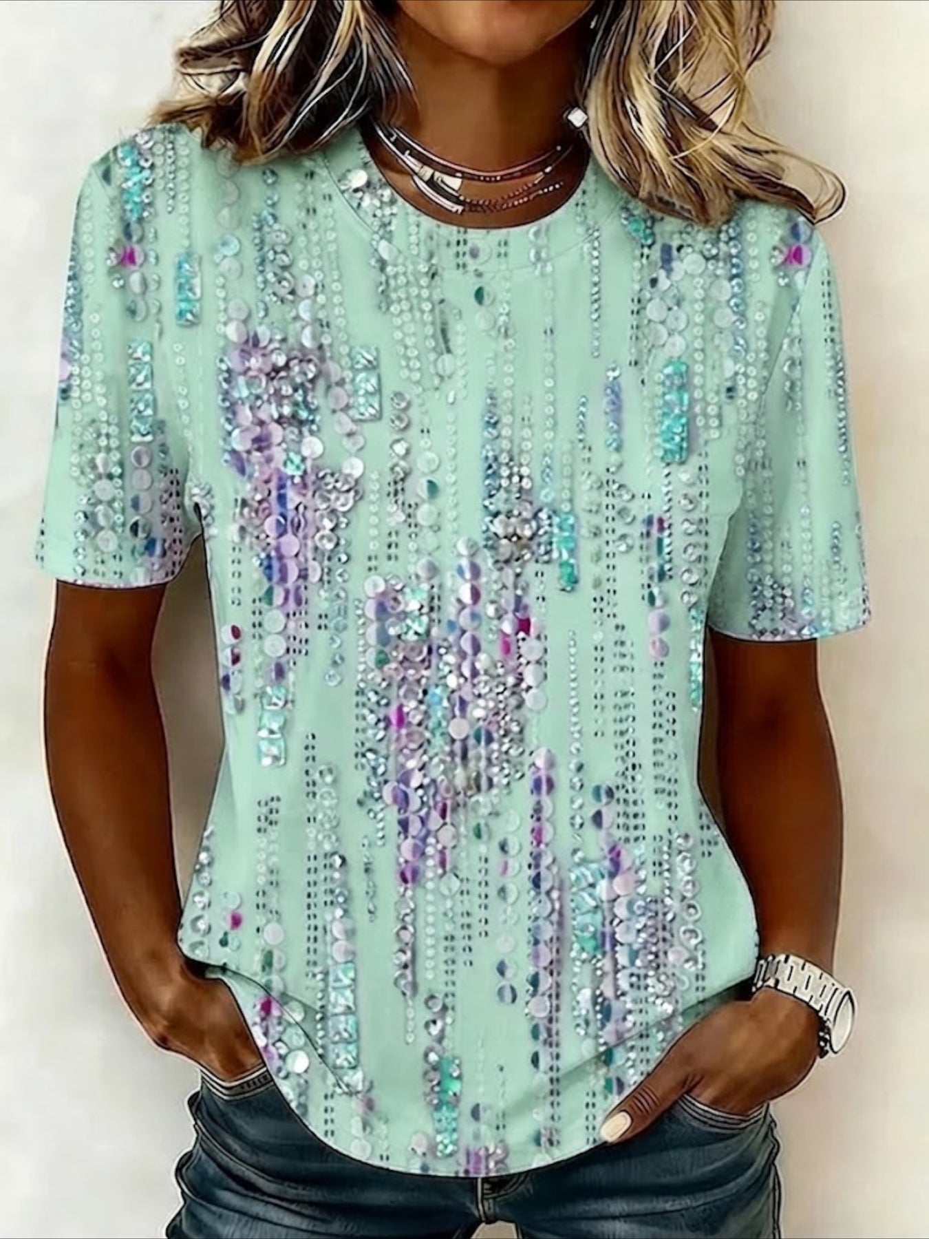 100% Cotton Stiped Crew Neck Short Sleeve Daily Going Out Casual T-Shirt