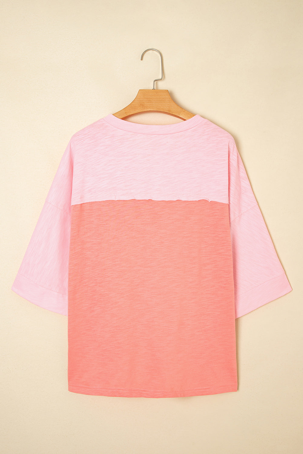 Pink Flower Patched Exposed Seam Bracelet Sleeve Oversized T Shirt