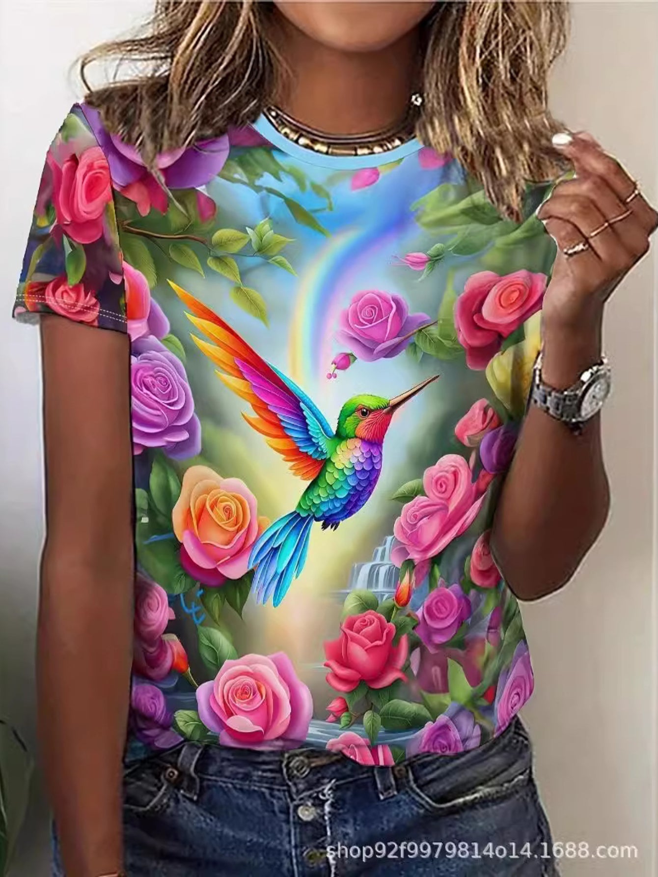 Women's Sweetheart 3D Print Fashion Tee - Soft Polyester & Spandex Blend