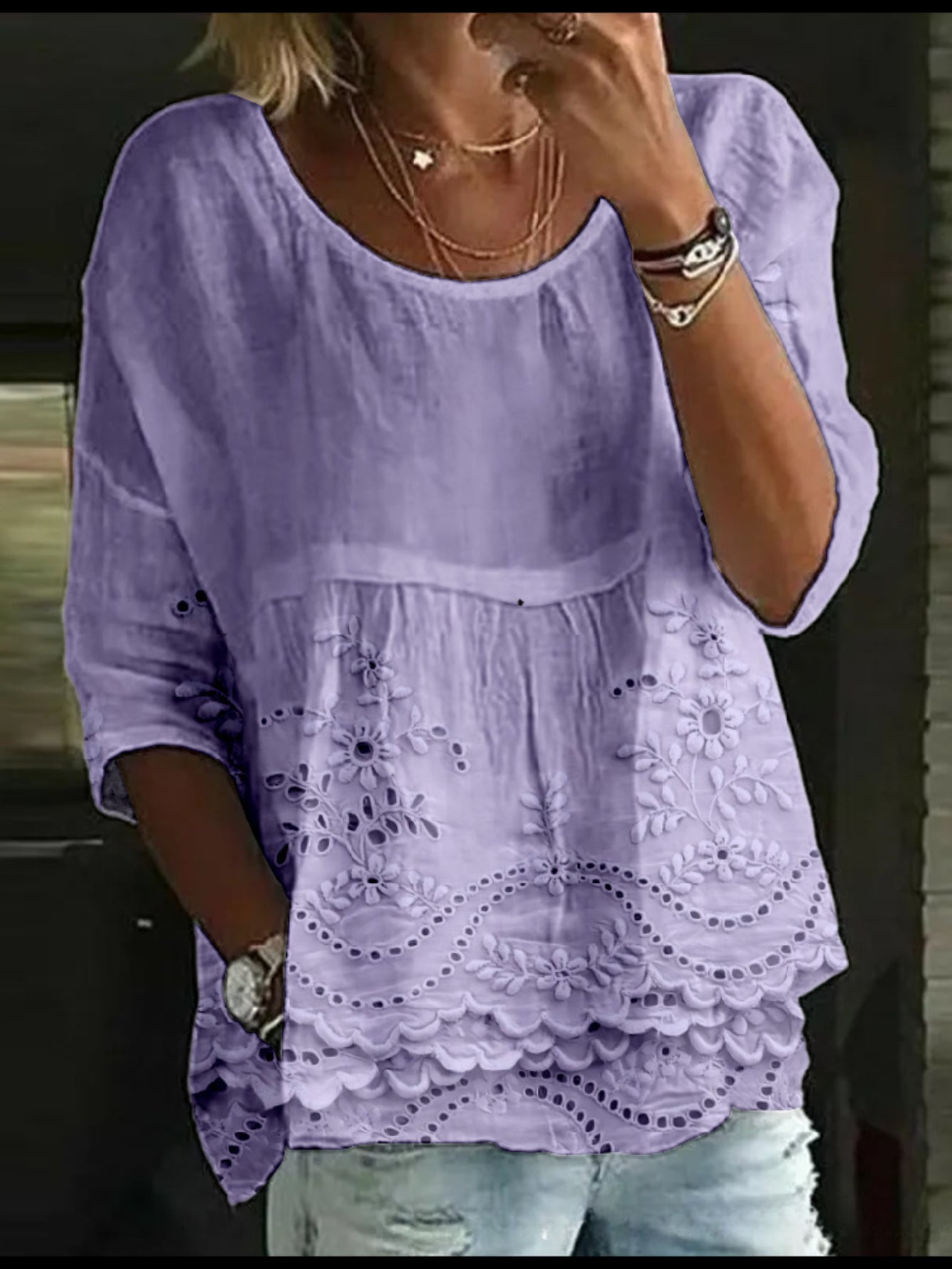 Floral Half Sleeve Shirt Summer Printing Crew Neck Daily Casual Top