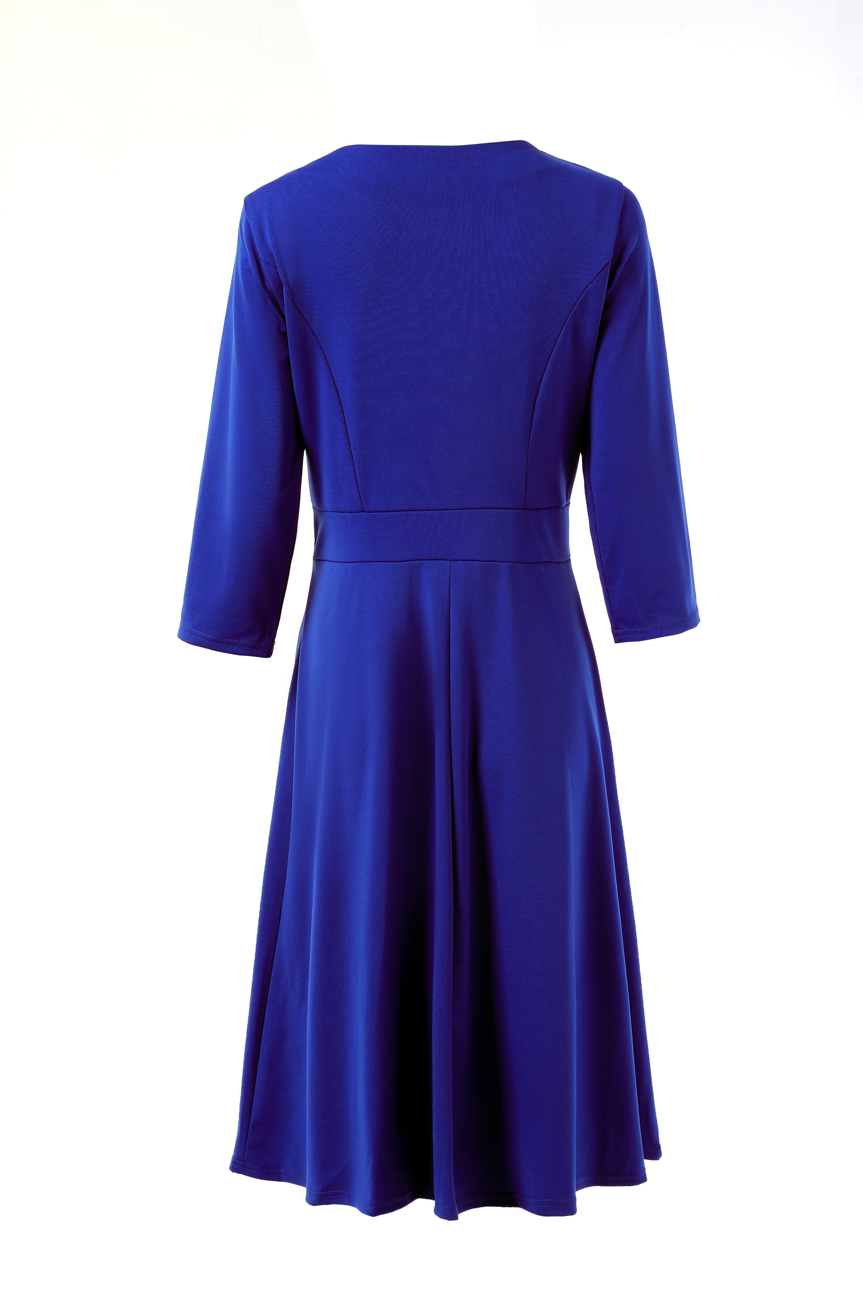 Solid Button Crew Neck Half Sleeve High Waist Dress, Elegant Ruffled Hem Slim Midi Dress