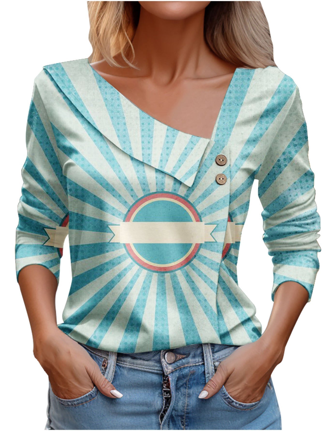 Chic Plaid Print Elegant Long Sleeve V-Neck T-Shirt