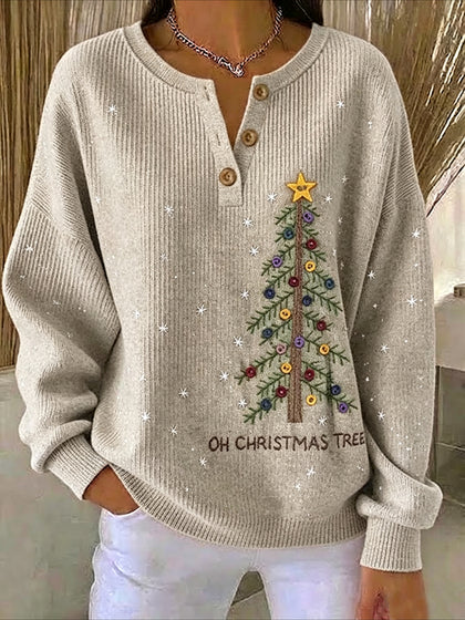 Christmas Tree Crew Neck Long Sleeve Sweatshirt