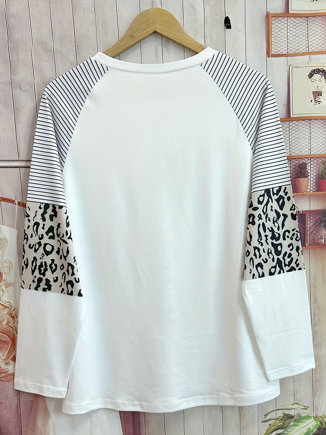 Snowman Pattern Crew Neck T-Shirt, Casual Long Sleeve Top