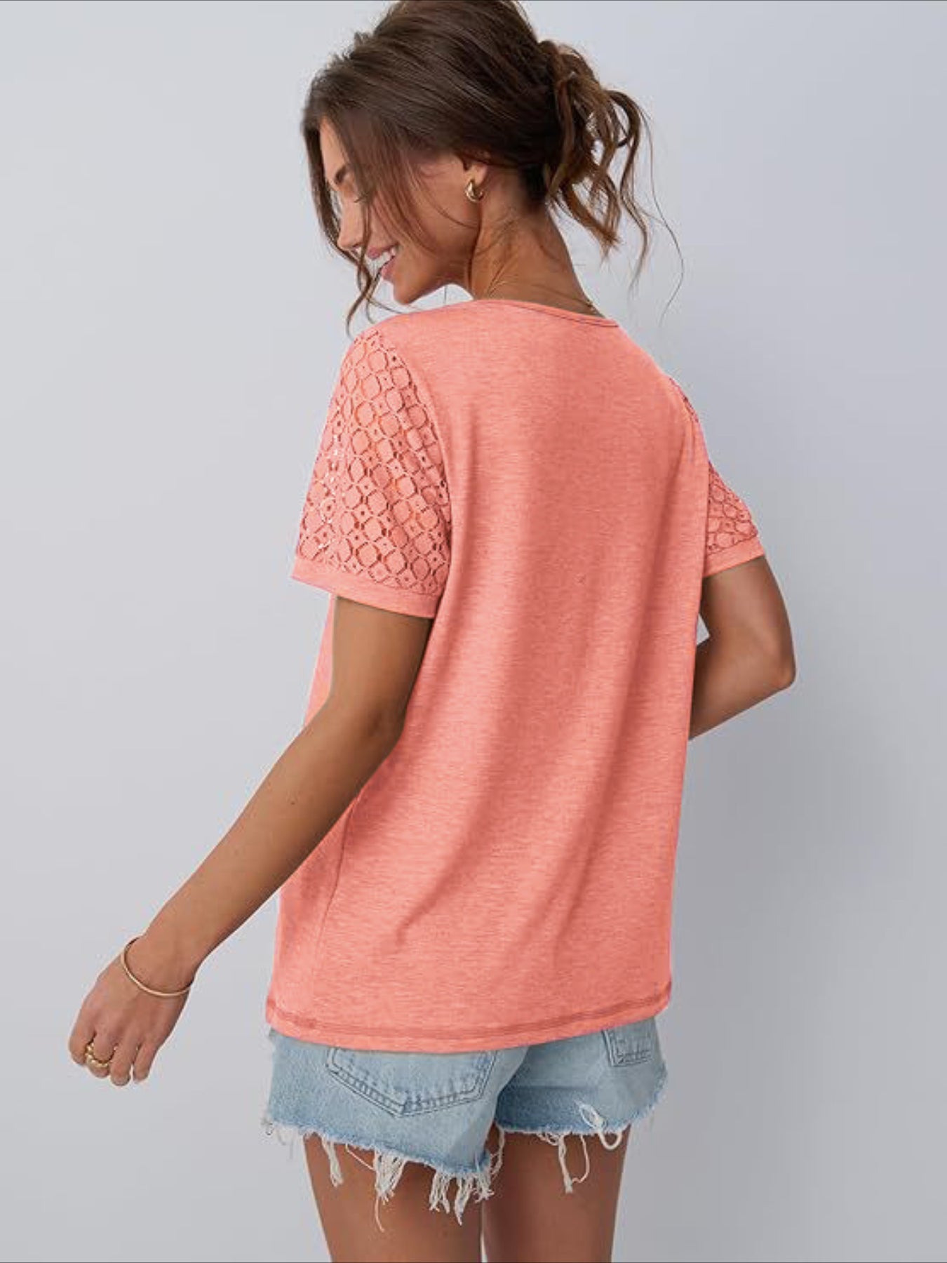 Skeleton Short Sleeve Shirts Lace Tops