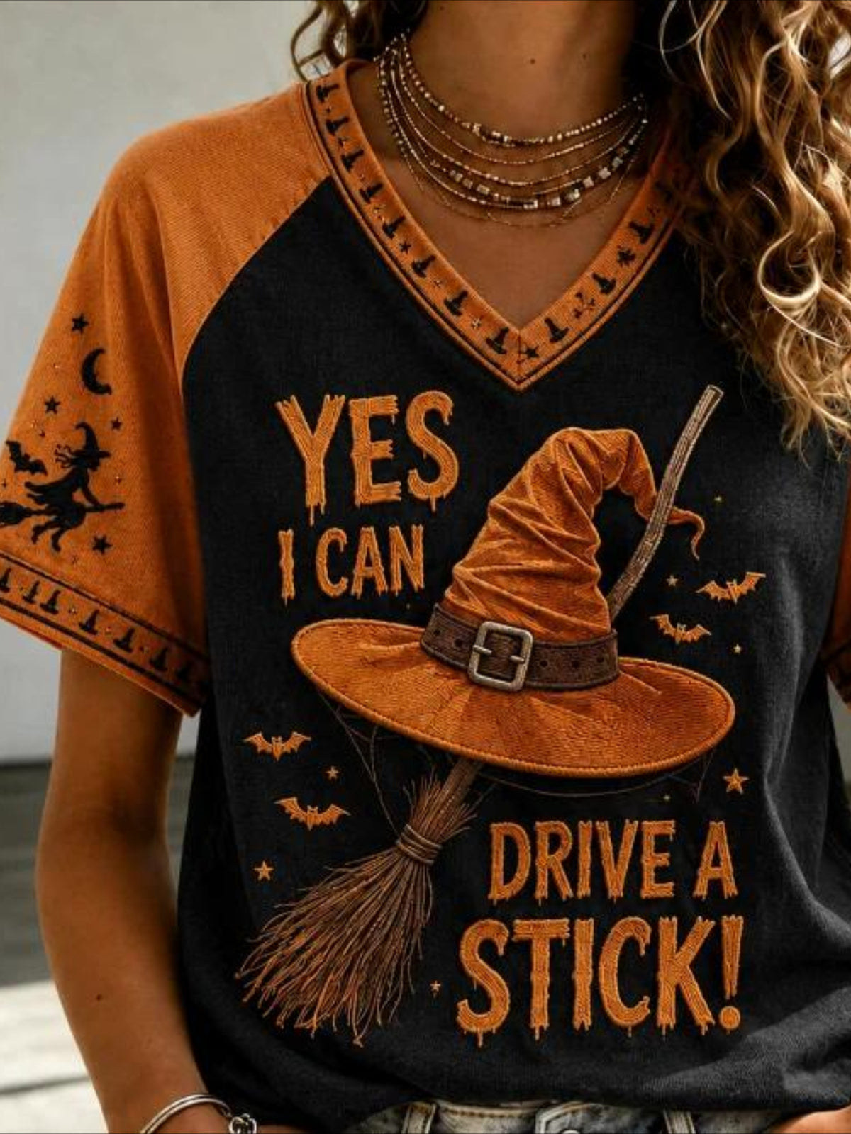 100% Cotton V Neck Vintage Regular Print Fit T-Shirt