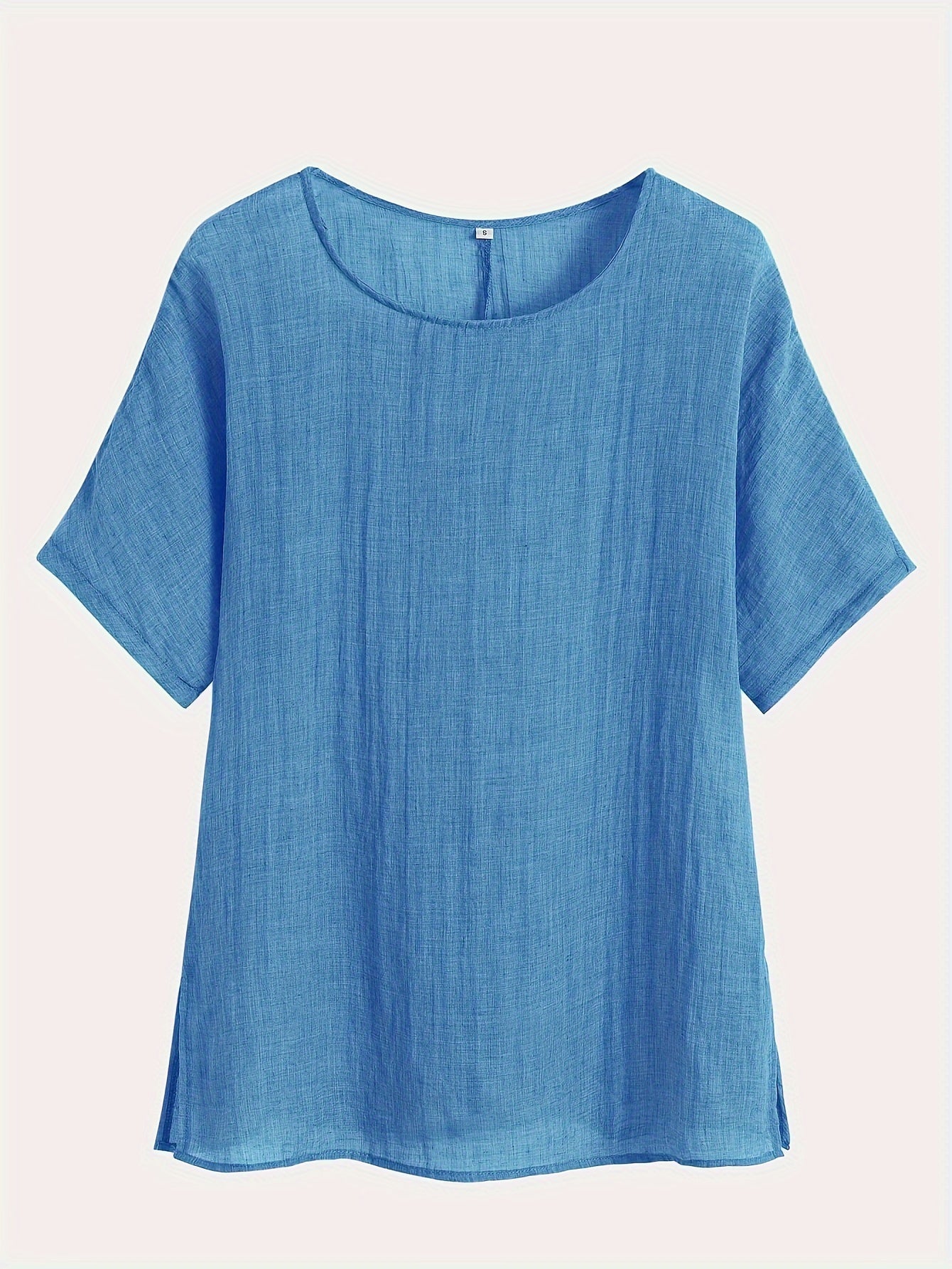 Solid Crew Neck T-Shirt, Casual Short Sleeve Loose Comfy Top
