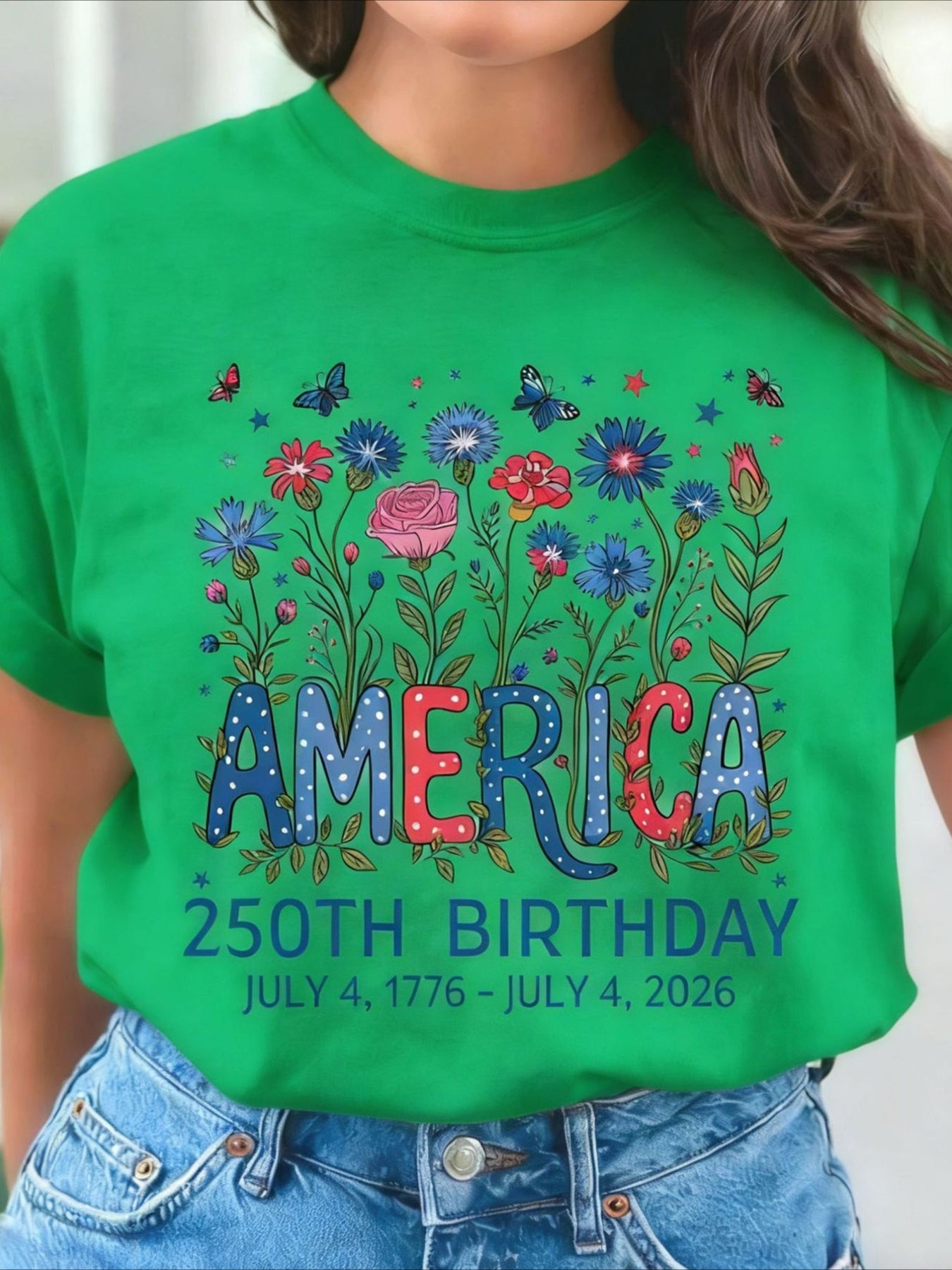Vintage Floral Crew Neck Short Sleeve T-shirt