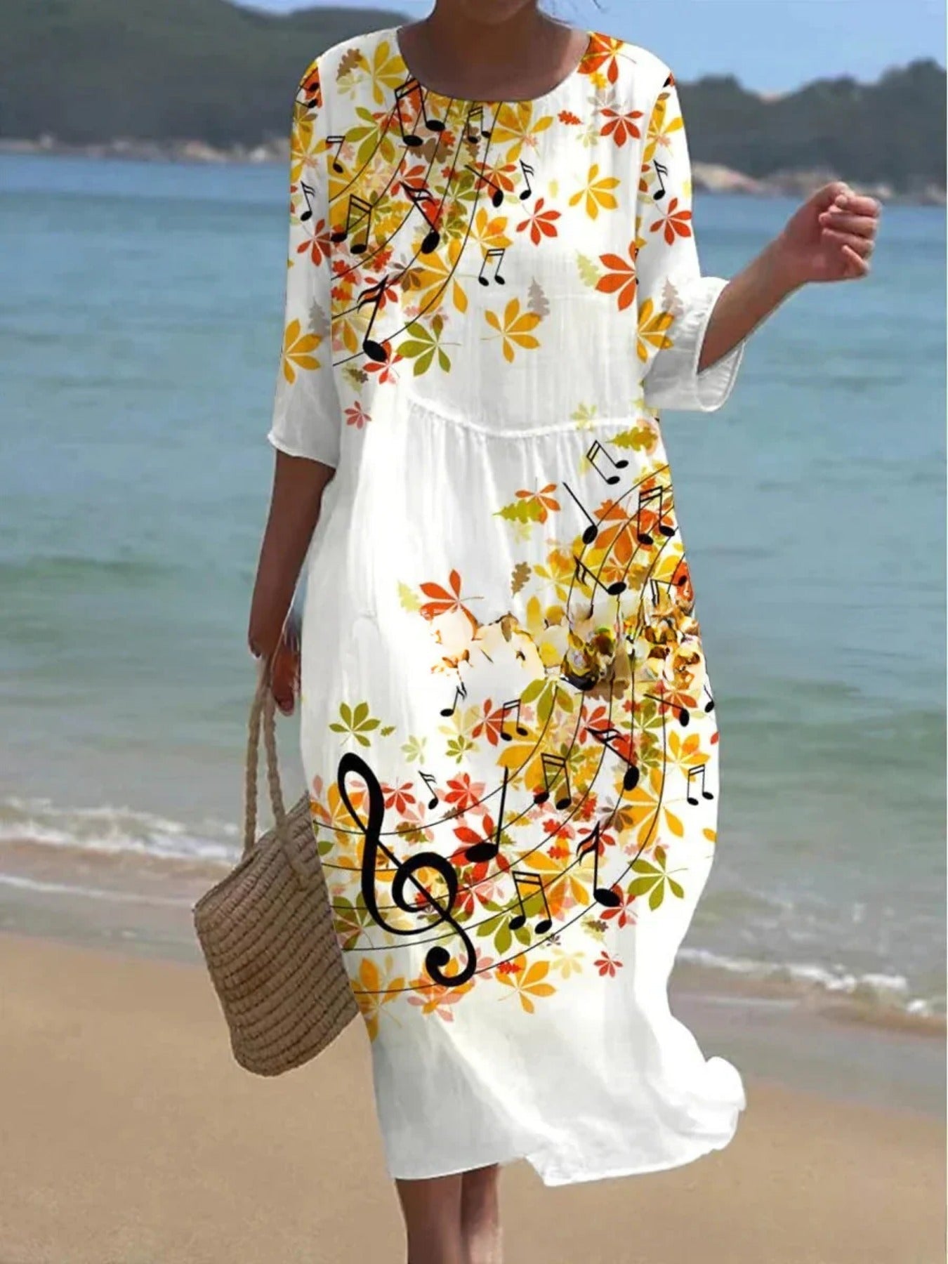 Floral Print Round Neck Short Sleeve Dress