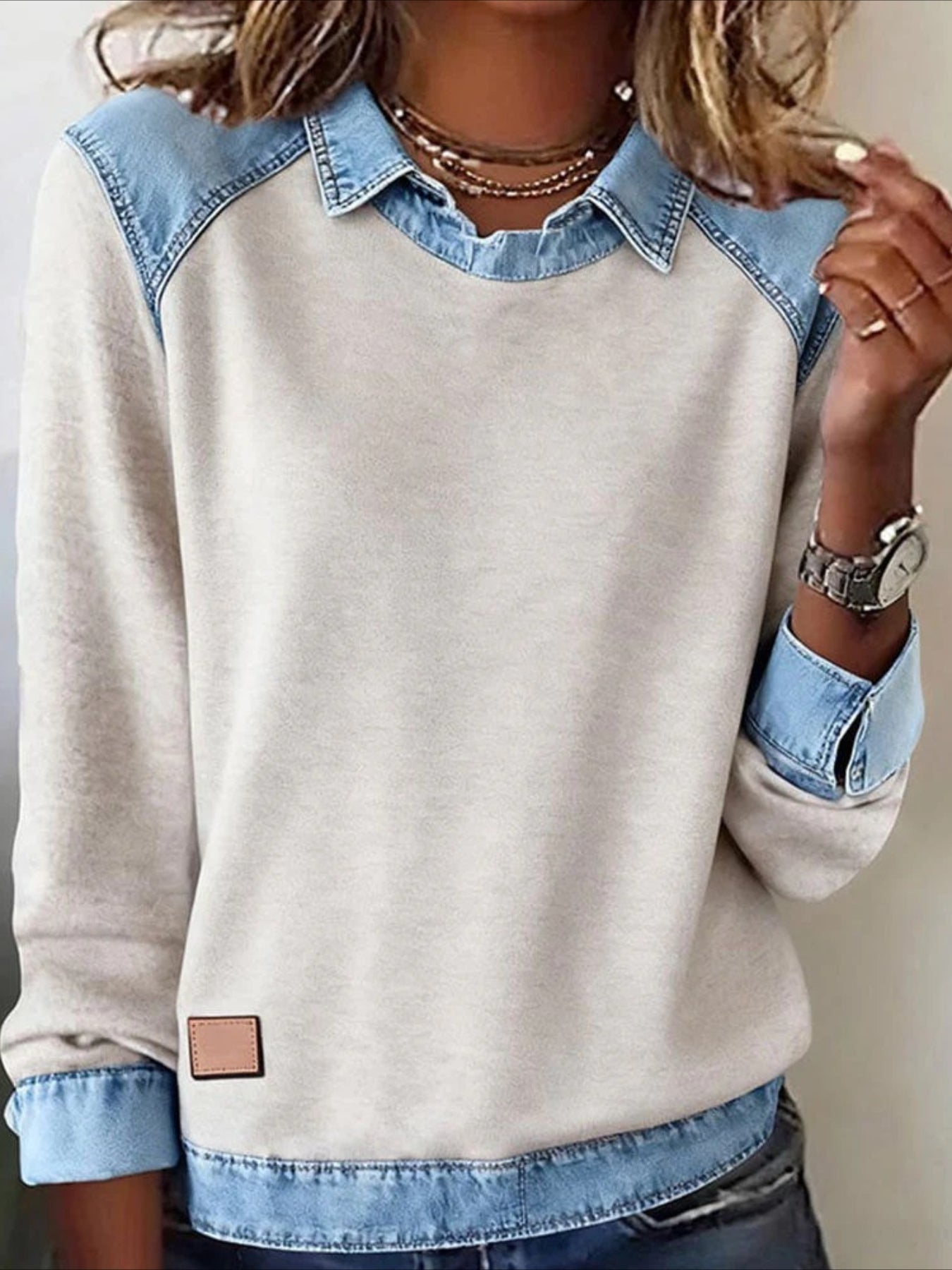 Color Block Stylish Casual Long Sleeve Shirt