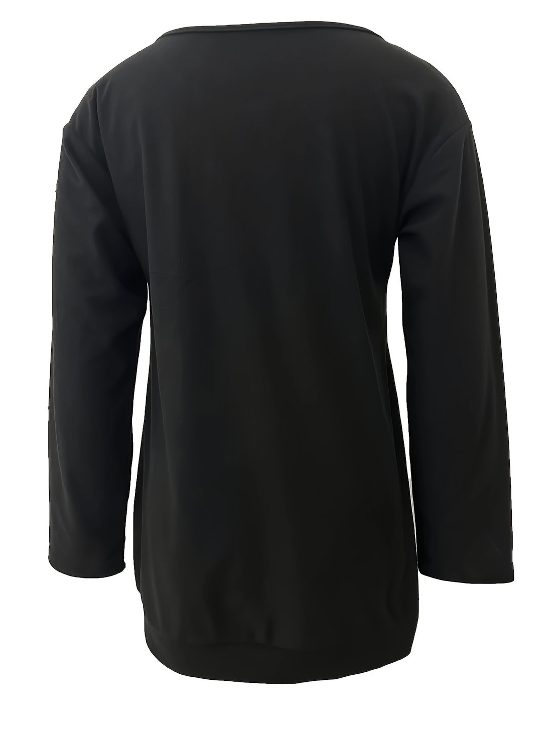 Solid Pockets Top, Casual Crew Neck Long Sleeve Top