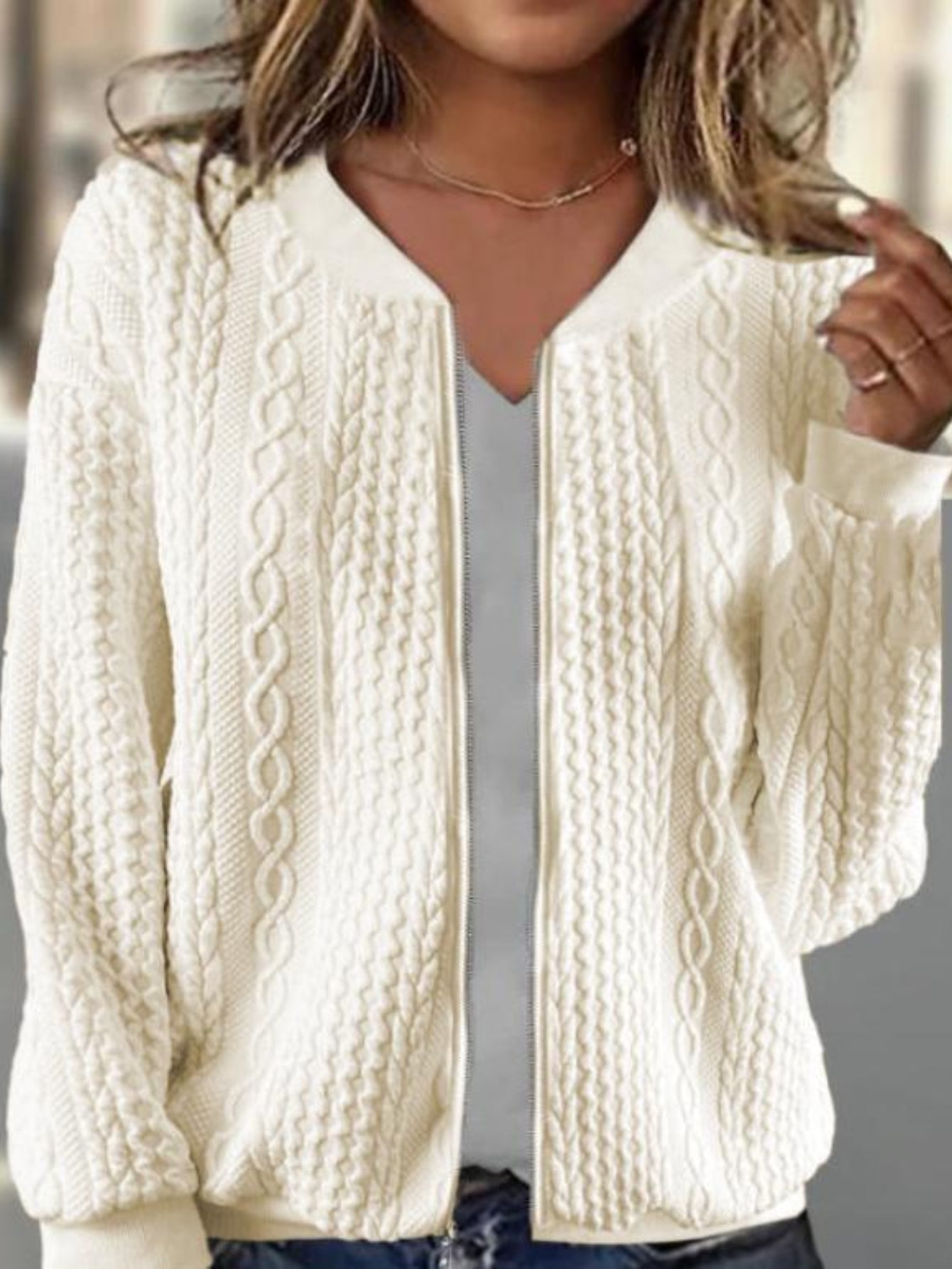 Casual Zipper Plain Loose Bomber Jacket