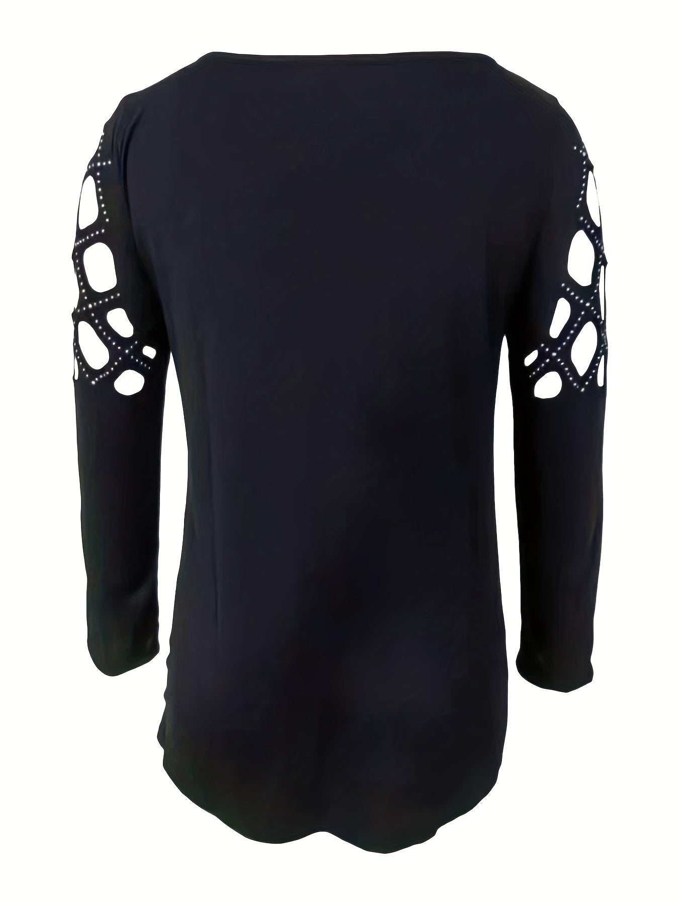 Cutout Zipper Front T-Shirt, Casual V Neck Long Sleeve T-Shirt