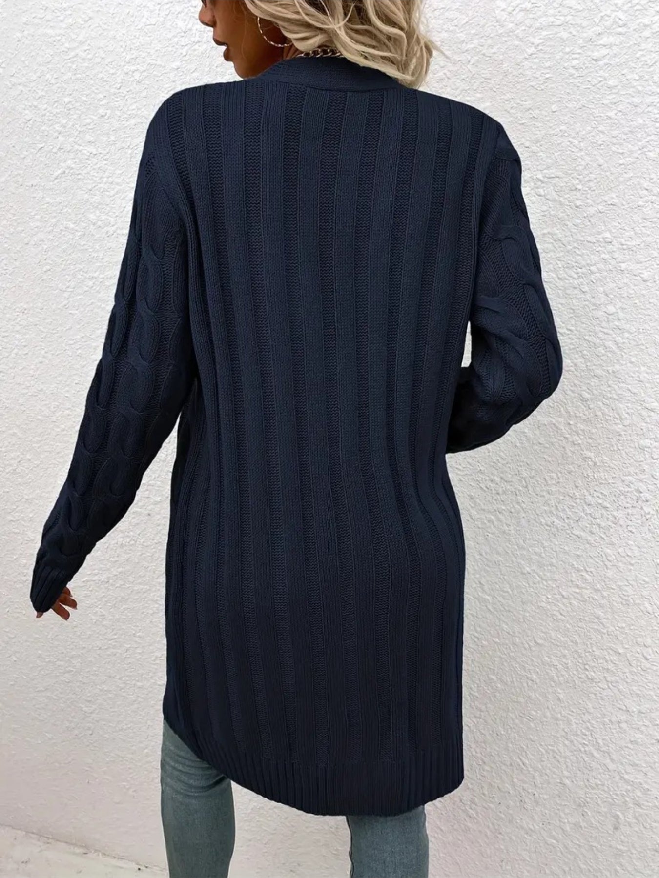 Elegant Long Nylon Soft Warm V-Neck Long Sleeves Sweater with Button Front