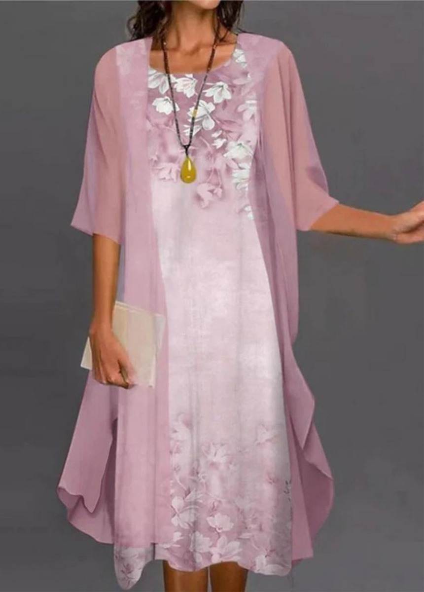 Women??s 2-piece Floral Print Dress Set with Loose Sleeveless Maxi Dress and Long Sleeve Cardigan Outwear.