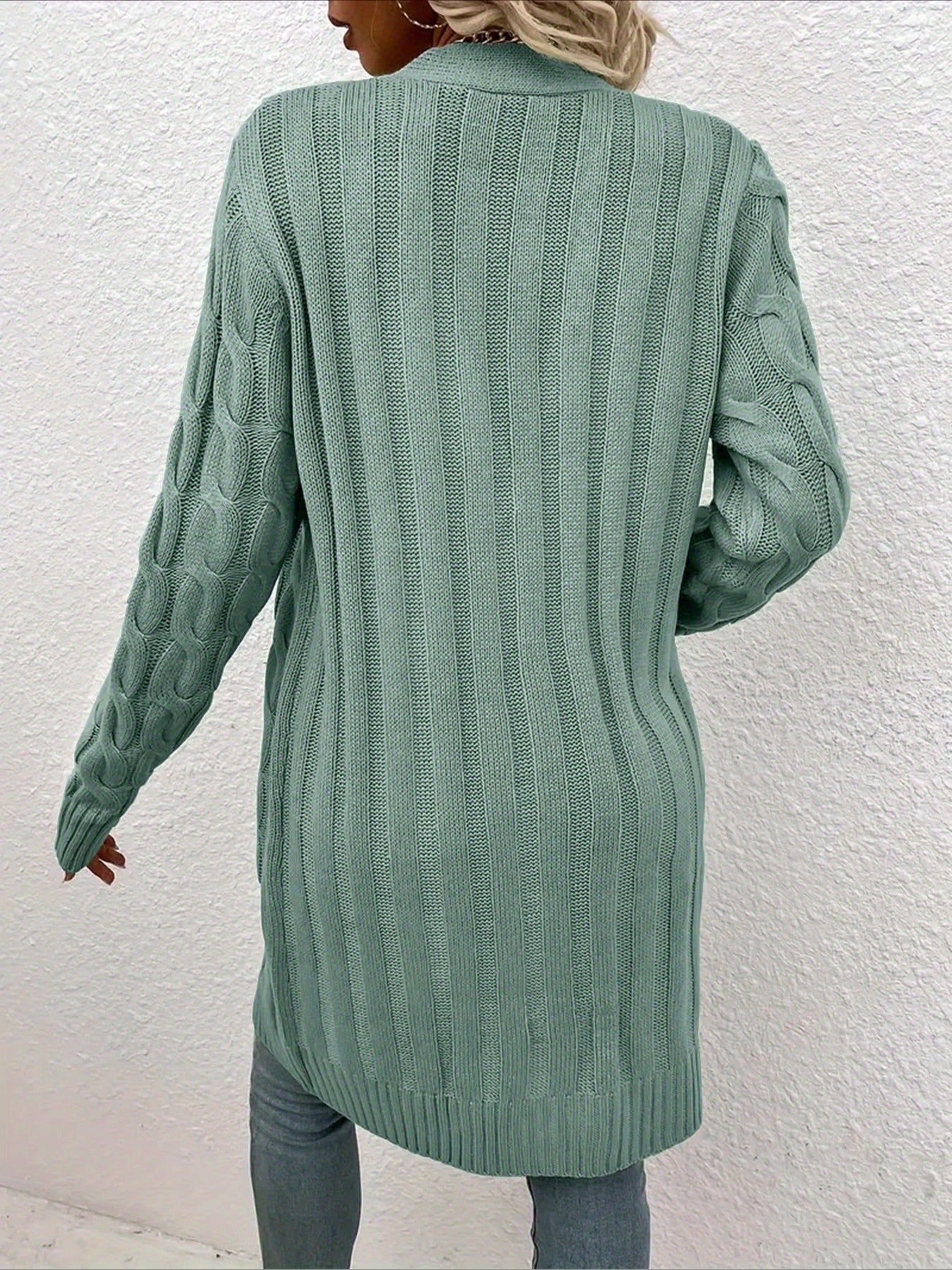 Elegant Long Nylon Soft Warm V-Neck Long Sleeves Sweater with Button Front