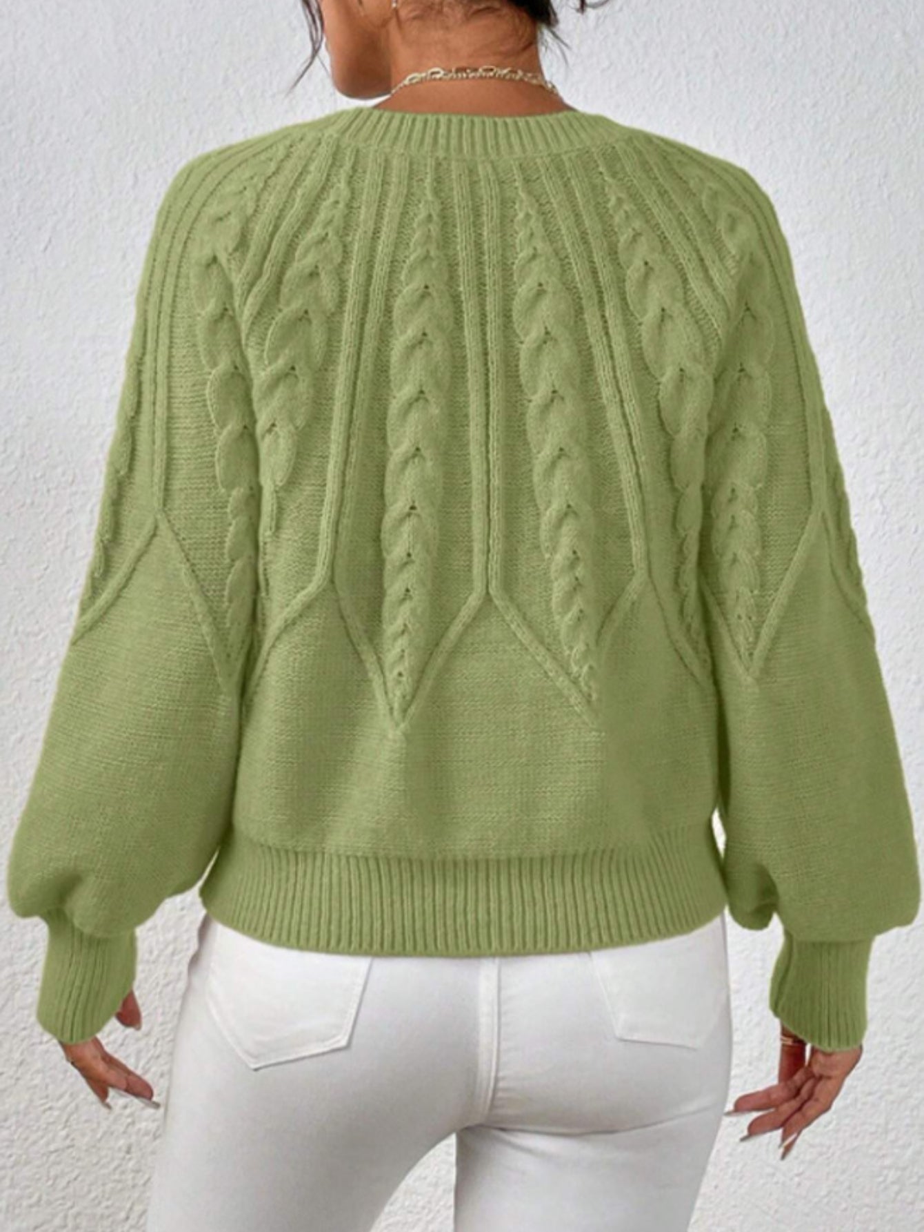 Casual Pullover Chic Knit Lantern Sleeves & Ruffle Detail Sweater