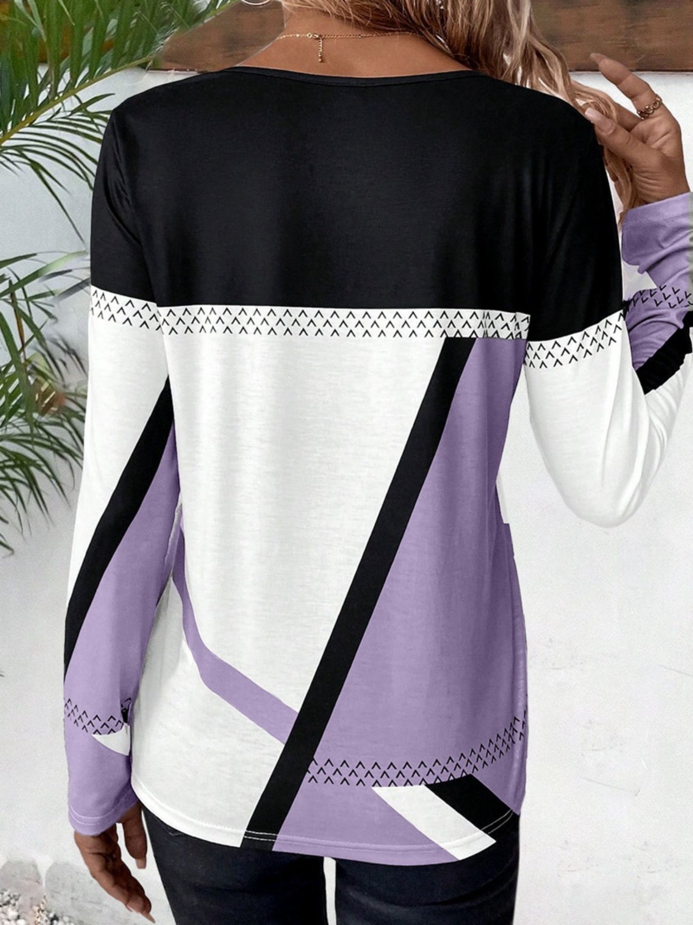 Color Block Crew Neck T-shirt, Casual Long Sleeve Top