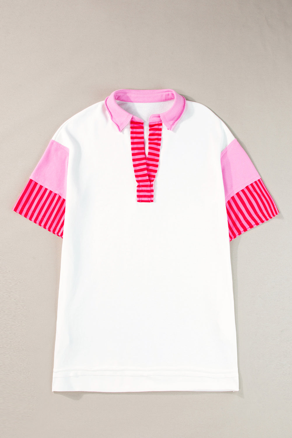 White Stripe Colorblock Patchwork Short Sleeve T Shirt Dress
