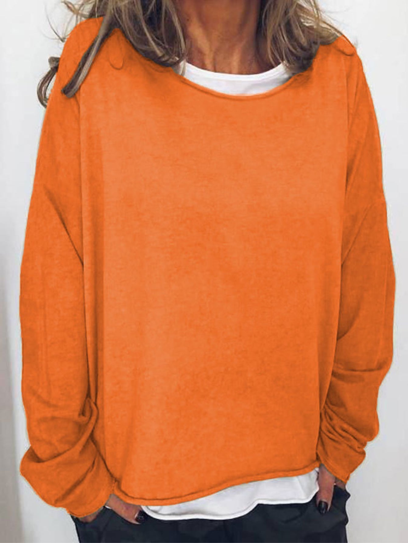 Solid Crew Neck Sweatshirt, Casual Long Sleeve Sweatshirt