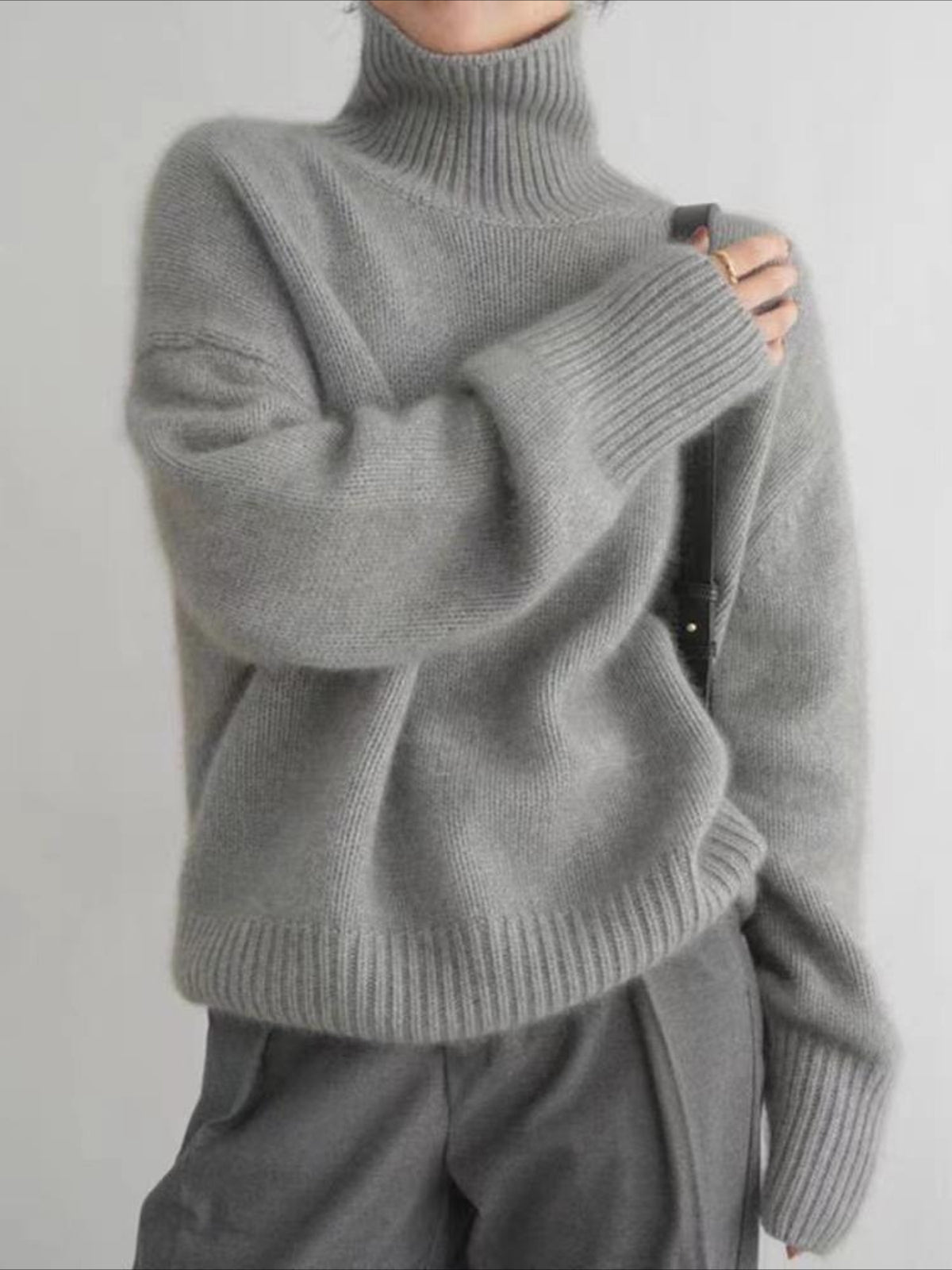 Lazy Style Loose and Versatile Knitted Pullover Sweater