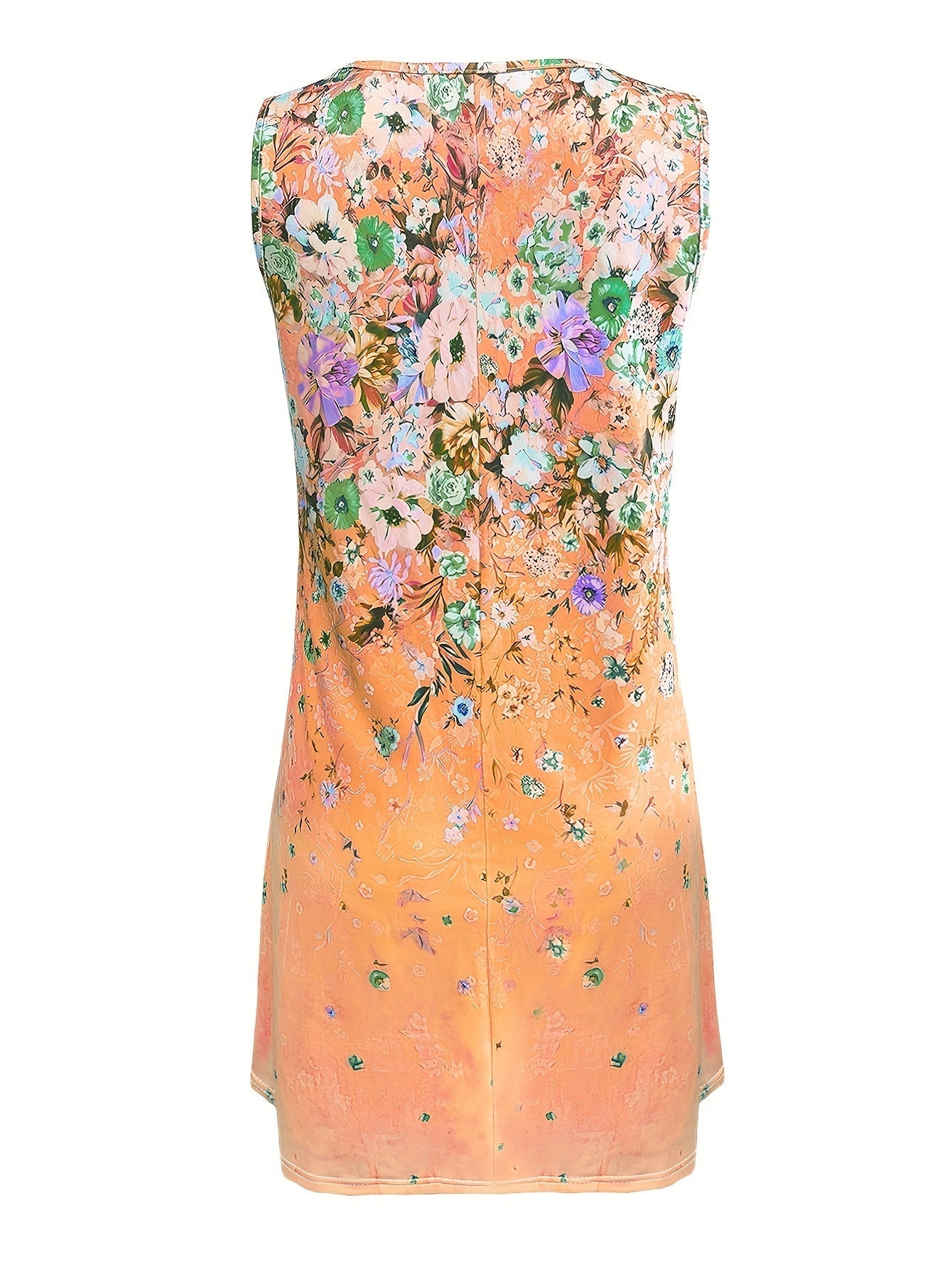 Women's Summer Floral Print Sleeveless V-Neck Dress