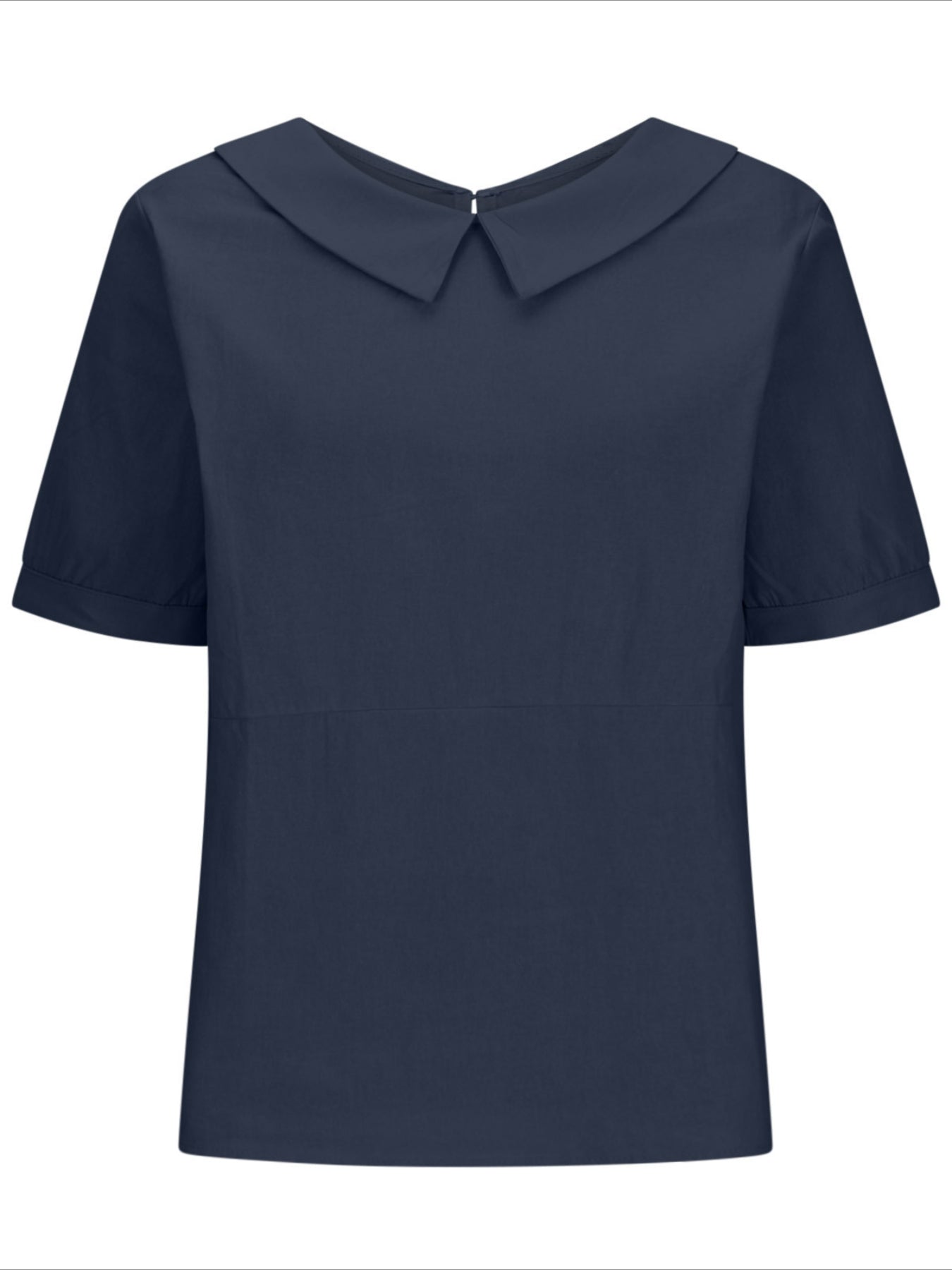 Solid Color Loose Lapel Short Sleeve Cotton Top