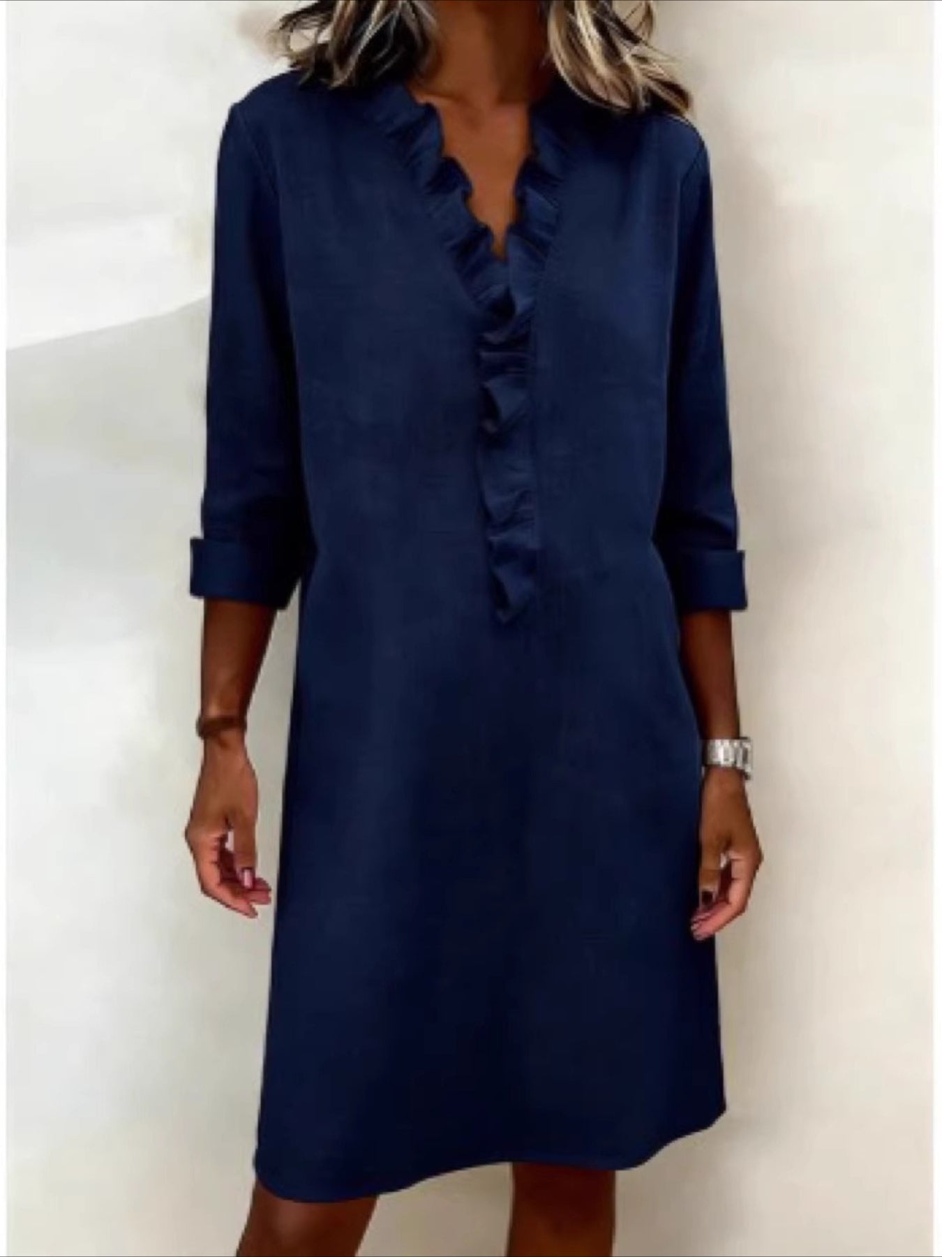 Gentle Style Elegant Commuter Solid Color Versatile Midi Dress