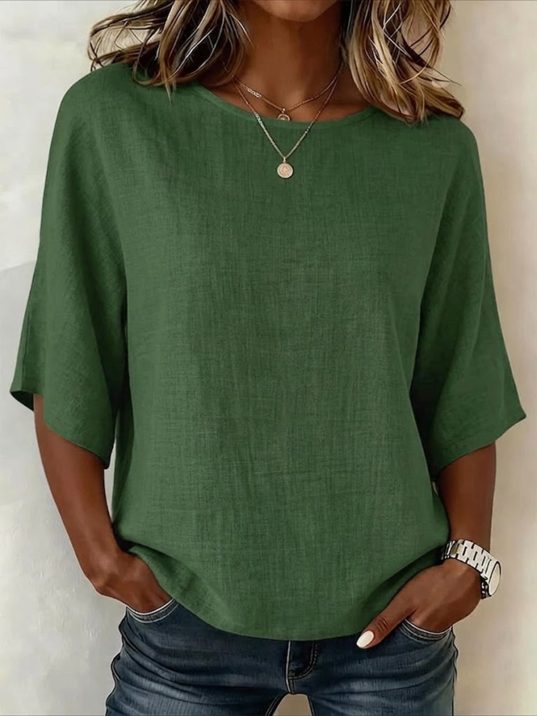 Solid Color Loose Cotton And Linen Vintage Shirt